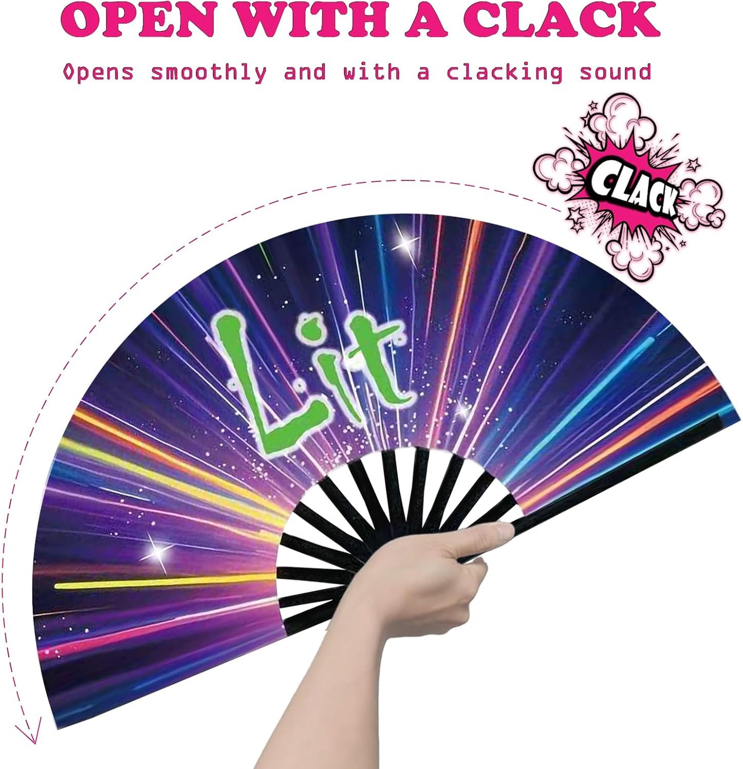 Boots on The Ground Fan, Large Folding Hand Fan for Women and Men, Popping Fans for Line Dancing for Raves, EDM, Dance Party, and Home Decoration