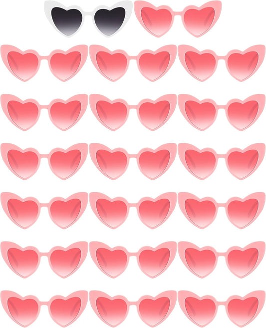 Flutesan 20 Pairs Retro Heart Sunglasses Vintage Cat Eye Heart Glasses Women Bachelorette Bride Sunglasses Bulk