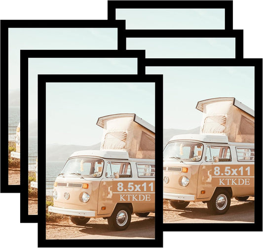 KTKDE 8.5x11 Picture Frame Certificate Document Frame 6 Pack Diploma Frames, Poster and Photo, Horizontal and Vertical Formats for Wall Hanging or Tabletop, 8.5x11 Frame Shatter Resistant Plexiglass