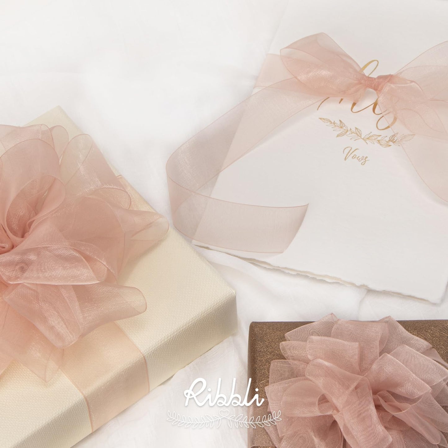 Ribbli Sweet Nectar Pink Sheer Organza Ribbon,1 Inches x Continuous 50 Yard,Rose Ribbon for Gift Wrapping,Bouquet Wrapping,Wedding Decoration,All Crafting and Sewing