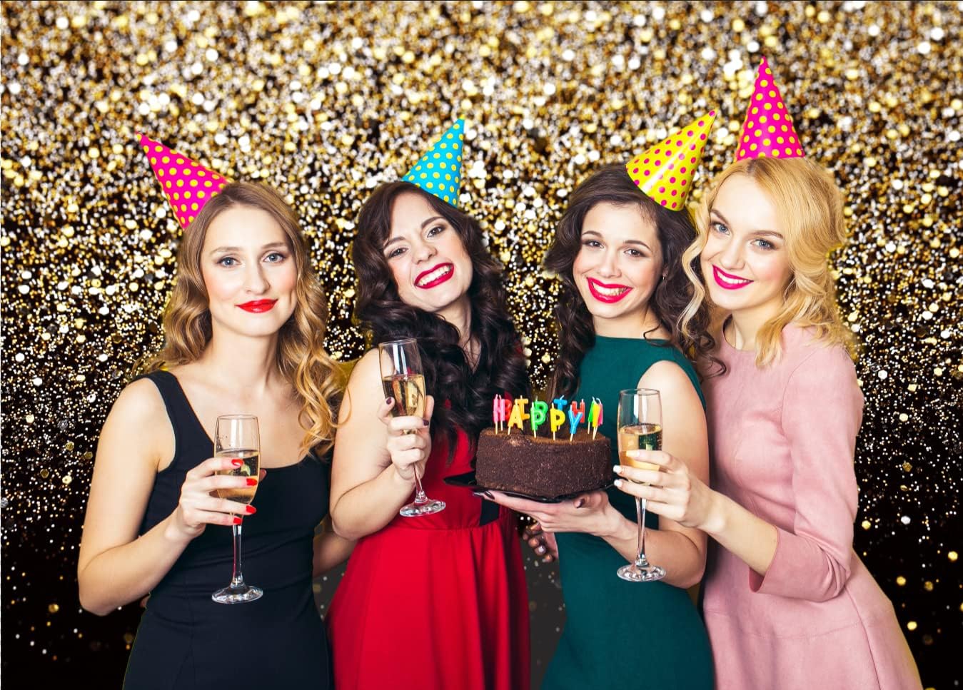 SJOLOON Black and Gold Backdrop Gold Spots Backdrop Vinyl Photography Backdrop Vintage Background for Family Birthday Party Newborn Studio Props 11547(15x10FT)