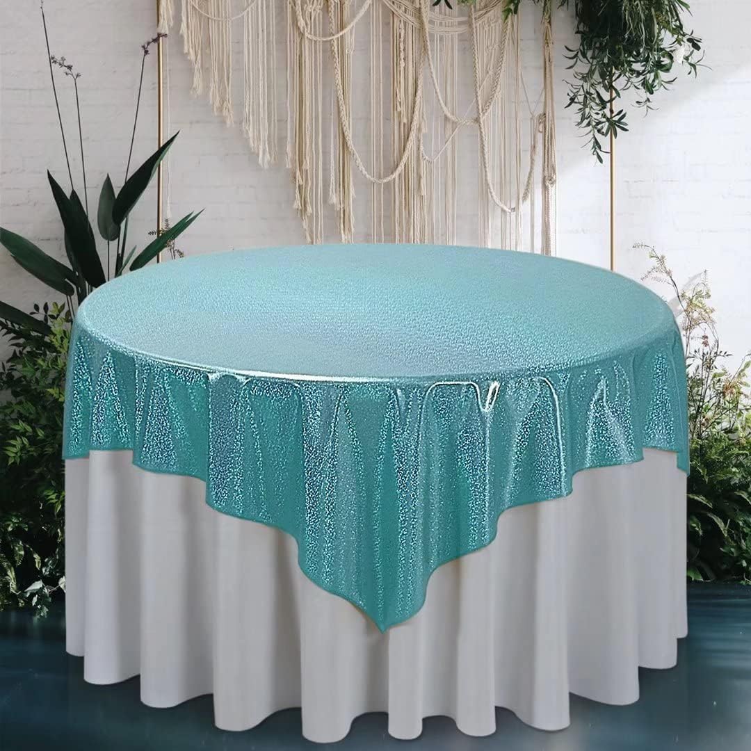 Fitable Sequin Tablecloth for Parties 60x60 Inch - Sparkle Glitter Table Cloth Laser Square Overlay for Wedding Baby Shower Ceremony Birthday Holiday Banquet Decor, Teal