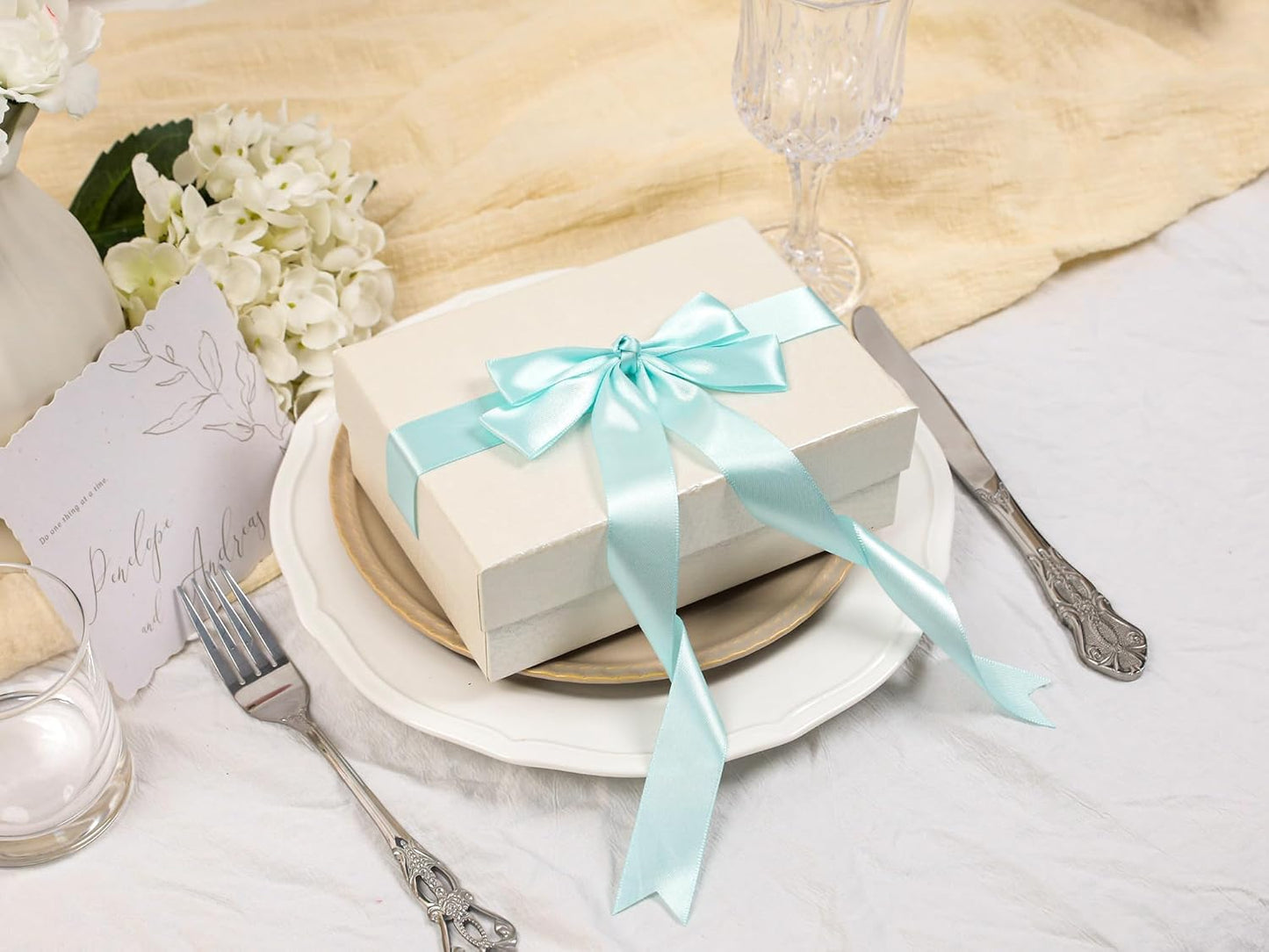 Light Blue Satin Ribbon 1 inch X Continuous 25 Yards, Single Face Polyester Ribbon Perfect for Gift Wrapping, Flower Bouquet, Wedding Decor, Crafts, Bow Making, Sewing and More