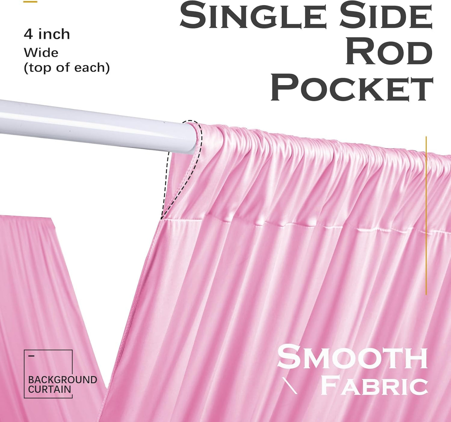 PartyVillage 4 Panels 5ftx30ft Baby Pink Ceiling Drapes for Wedding Parties – 30 FT Extra Long Thick Polyester Wrinkle-Free Drapery Tent Decor Decorations for Birthday Party Ceremony Stage Swag