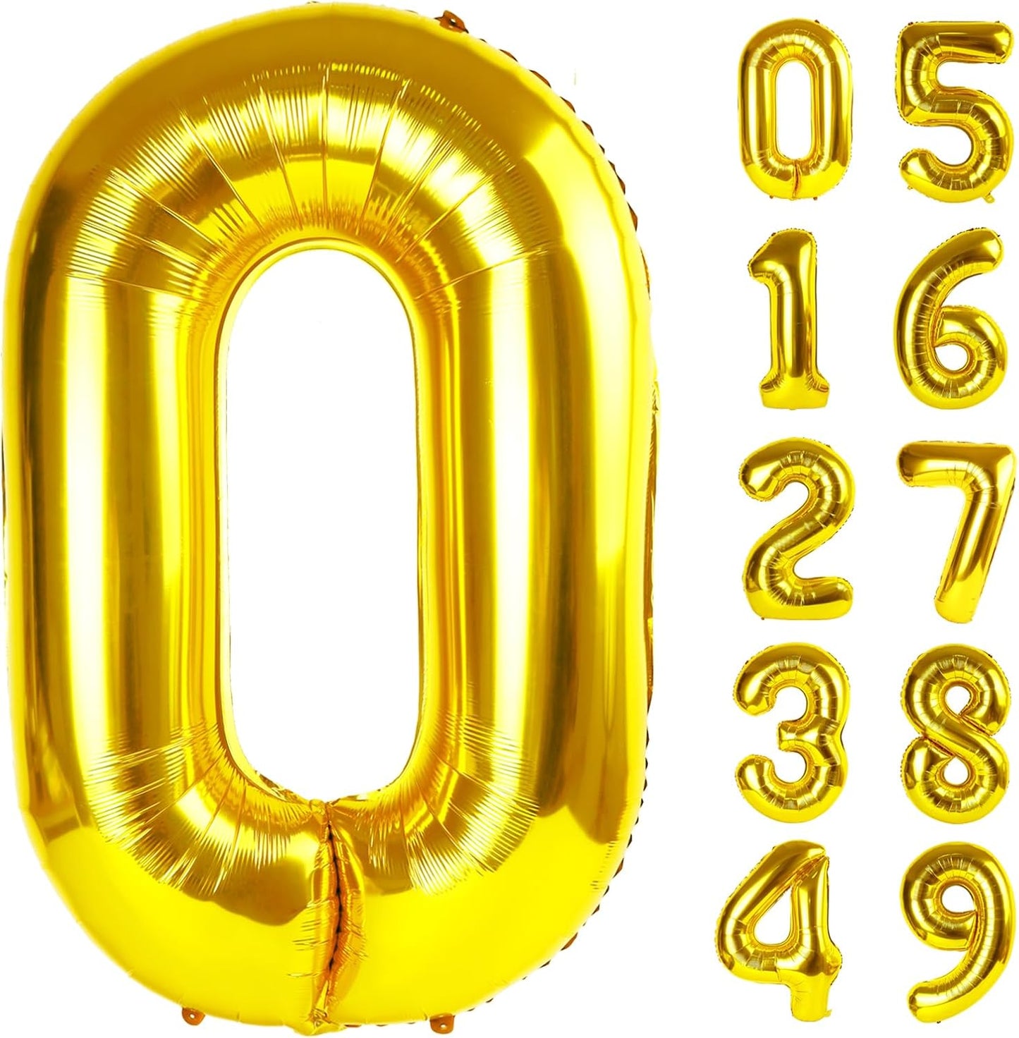 40 Inch Number 0 Balloon for Baby Birthday Decoration,Digital 0 Balloons Large Self Inflating Cream Foil Number Balloons 0-9 for Boys Girls Baby Shower Party Anniversary Supplies