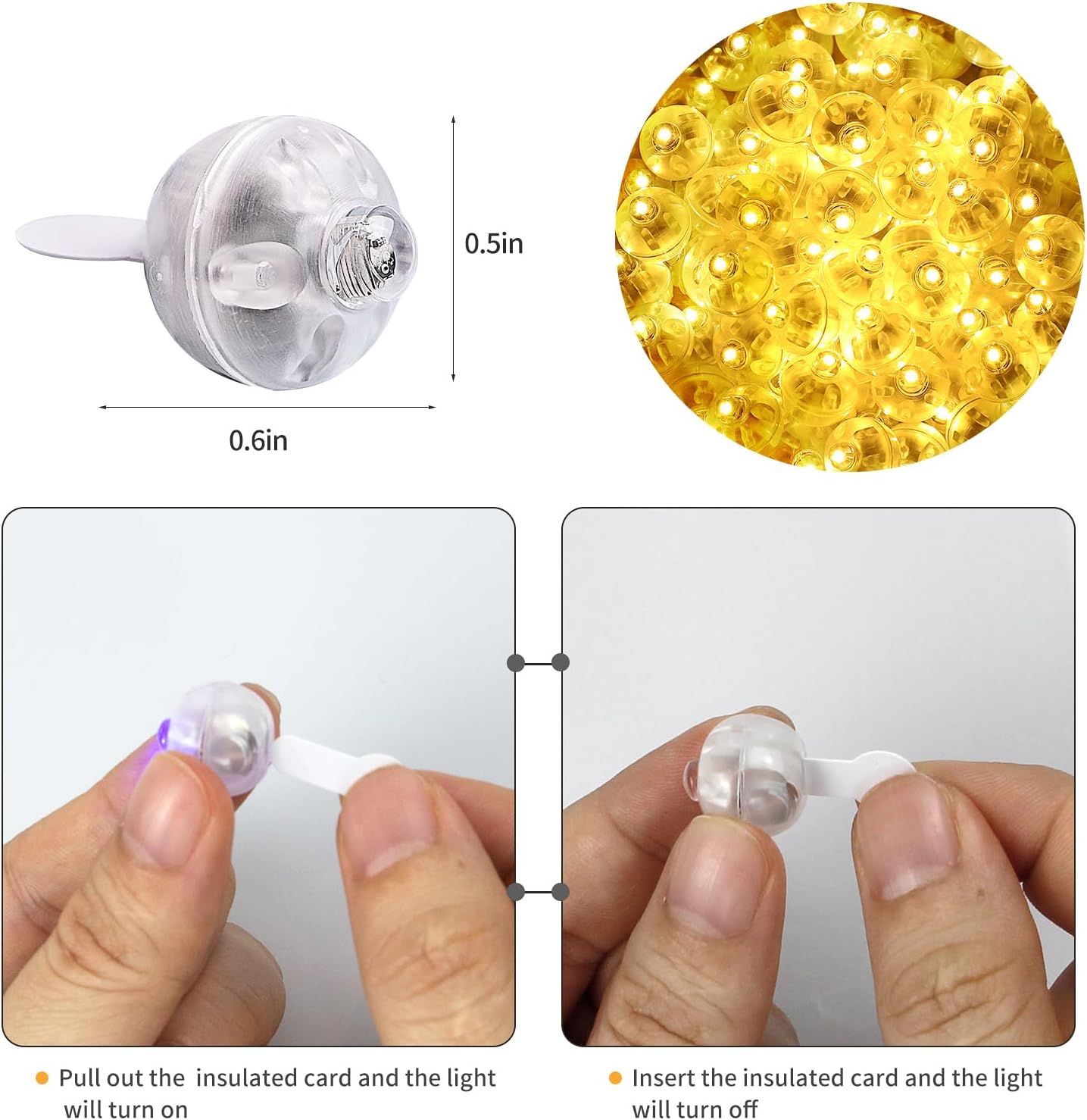 Aogist 50Pcs Balloon Lights with Hook,Long Standby Time,Waterproof Mini Light for Birthday Party Wedding Christmas Halloween Easter Decorative (Flash, Yellow)