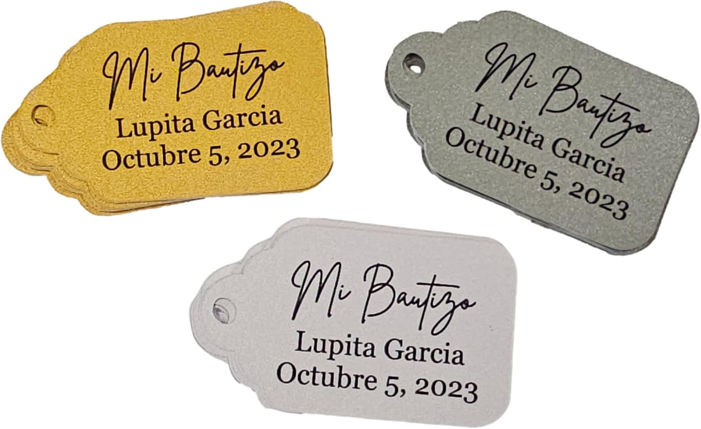 Mi Bautizo Baptism Christening Personalized Thank You Tags 20 pcs - More Colors Available (white shimmer)