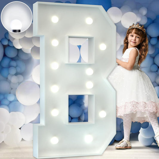 Marquee Letters 4 Feet Tall Large Light Up Letters Baby Shower Decorations Wedding Engagement Happy birthday White Party Decorations Big Cardboard Backdrop B