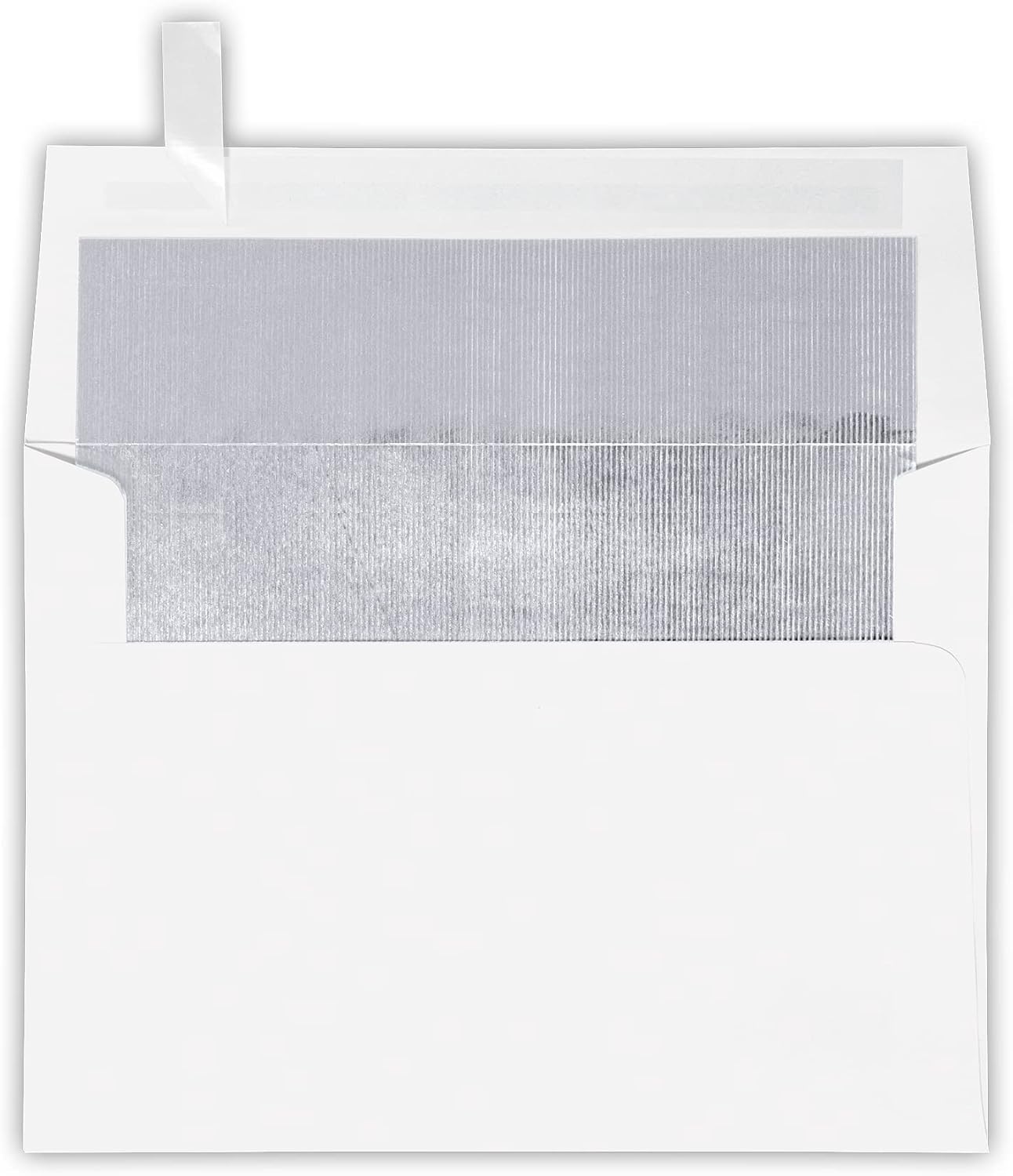 LUXPaper A7 Foil Lined Invitation Envelopes | Peel & Press | 5 1/4" x 7 1/4" | White w/Silver LUX Lining | 60lb. Text | 50 Qty
