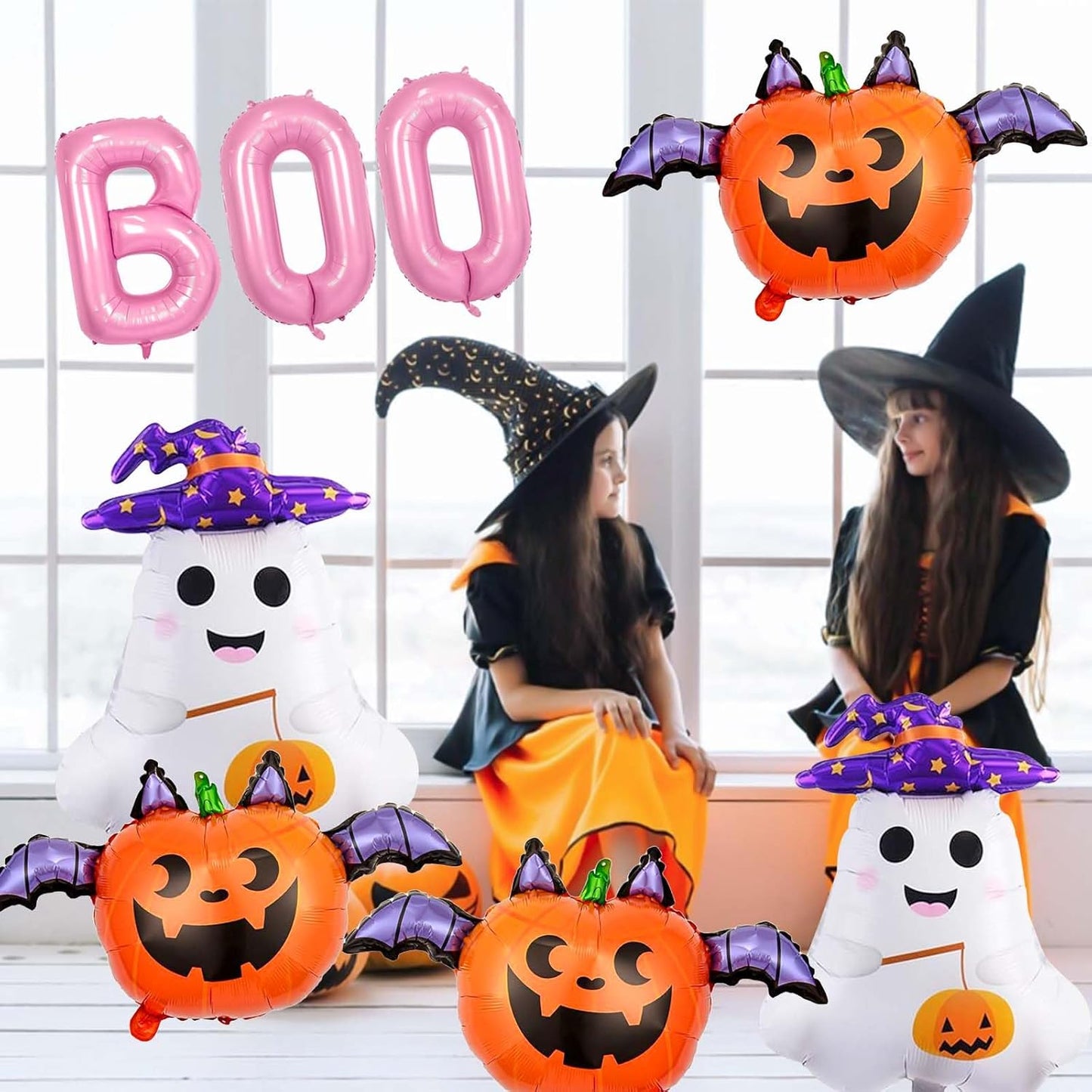Halloween Balloons Decorations, Pink Boo Letter, Ghost, Pumpkin Foil Balloon for Halloween Party Decorations (Purple)