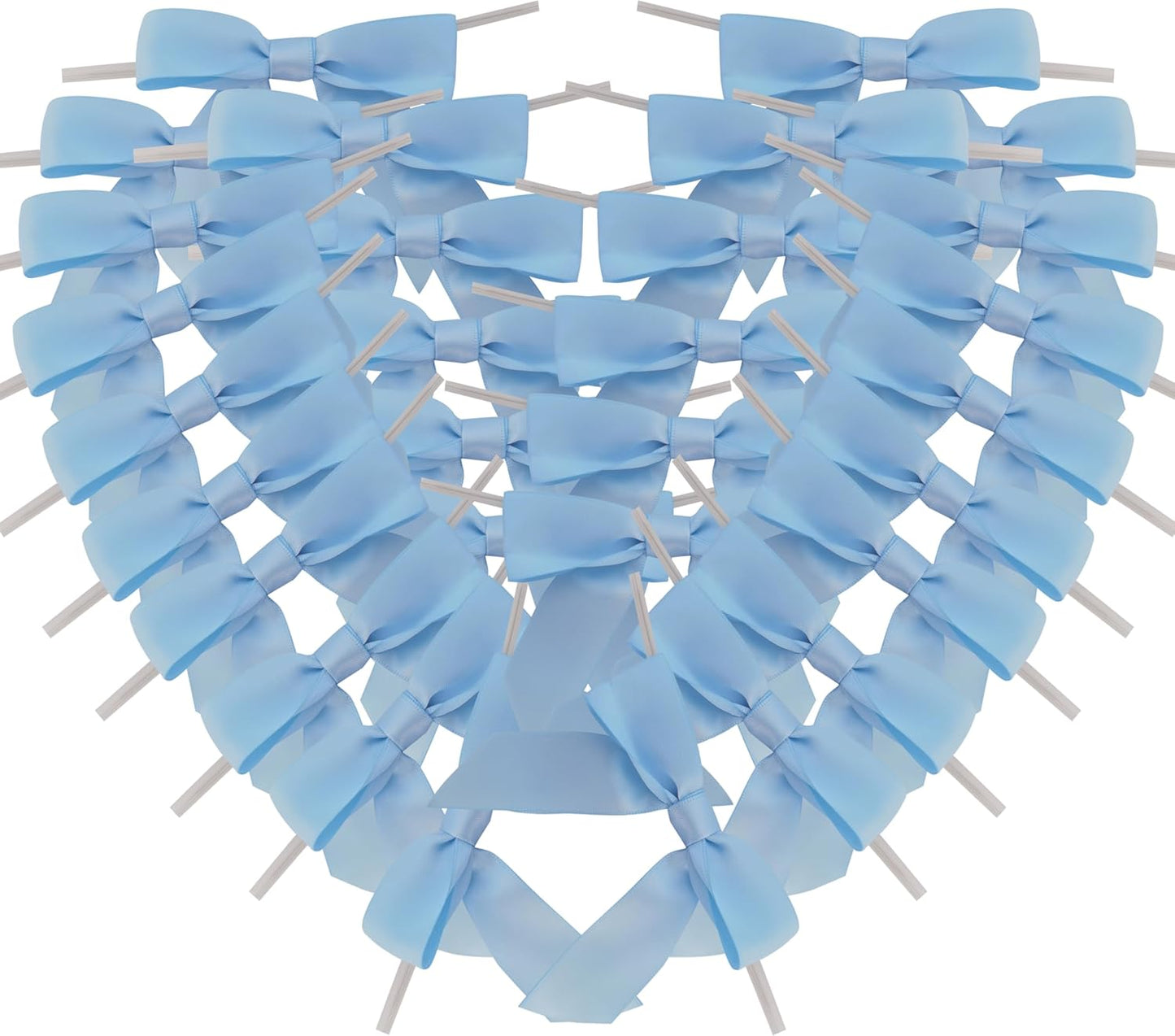 50pcs 3-1/2" Sky Blue Satin Ribbon Bows with Twist Ties Mini Ribbon Bows for Baby Shower Decoration Gift Packing&Wrapping Accessoried(Lt.Blue)