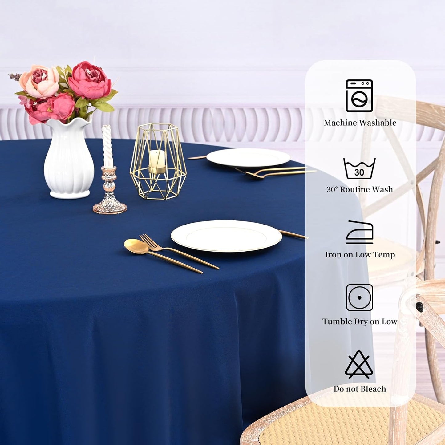 10 Pack Round Tablecloths - 120 Inch, Navy Blue Polyester Table Cover for Round Table, Stain and Wrinkle Resistant Washable Fabric Tablecloth, Polyester Tablecloth for Wedding Banquet Parties