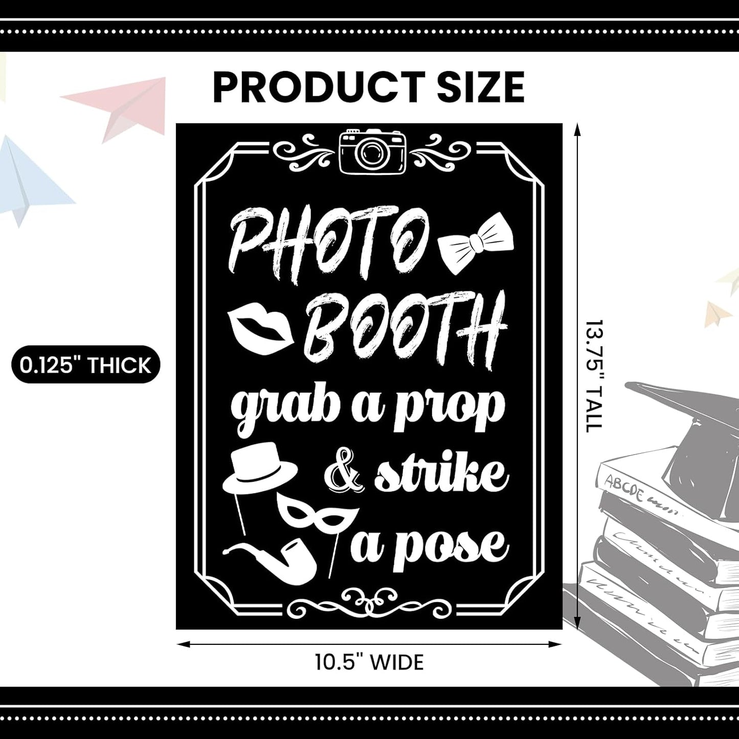 Photo Booth Sign with Stand Retro Background Table for Indoor and Outdoor Party Theme Event Photography Props Desktop Decoration Supplies