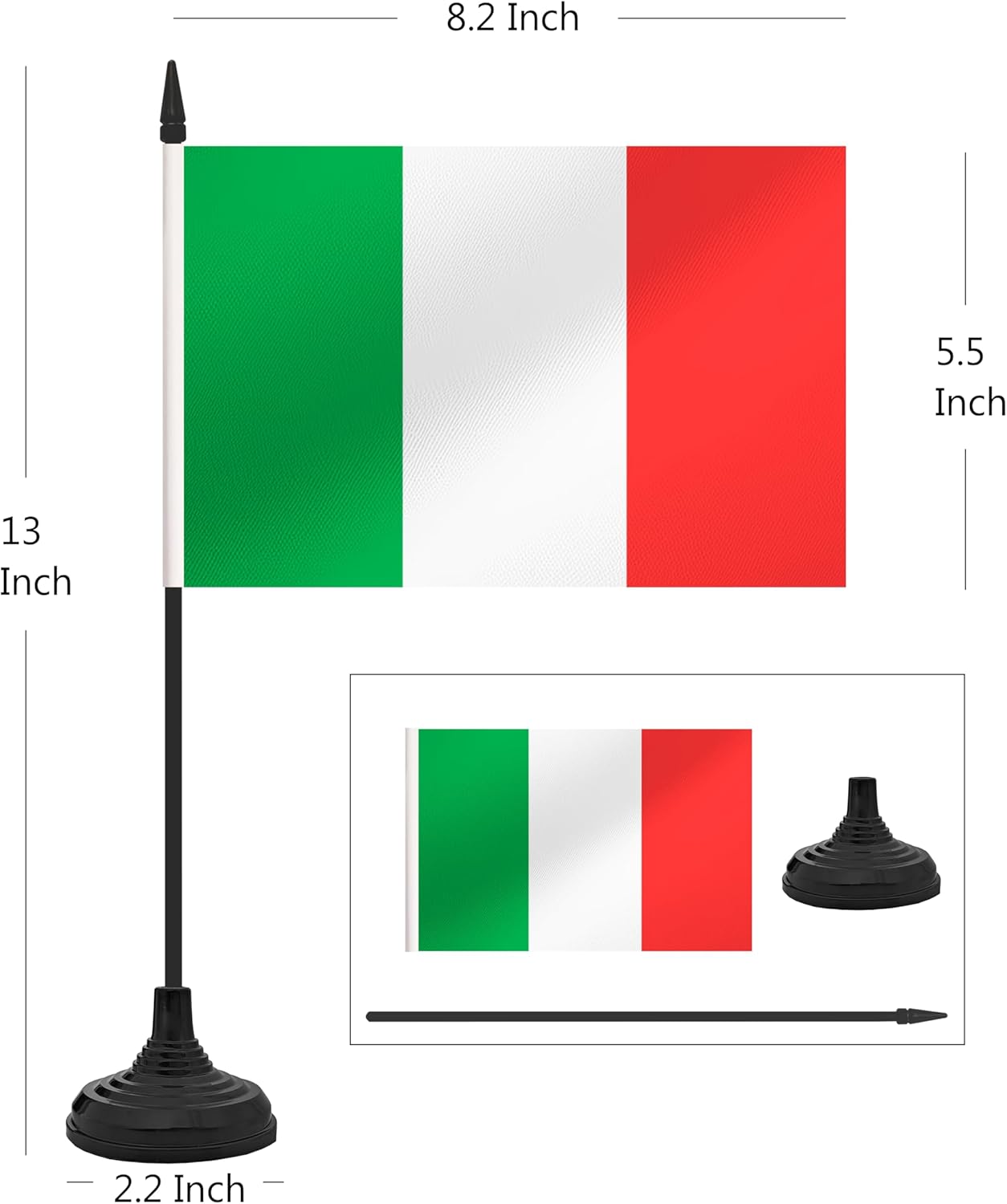 12 Pack Italy Desk Flag Set, Italian Table Office Flag, Small Miniature Desktop Flag With Black Pole and Black Base, Classroom, Offices Meeting Desk Decoration (Italy)