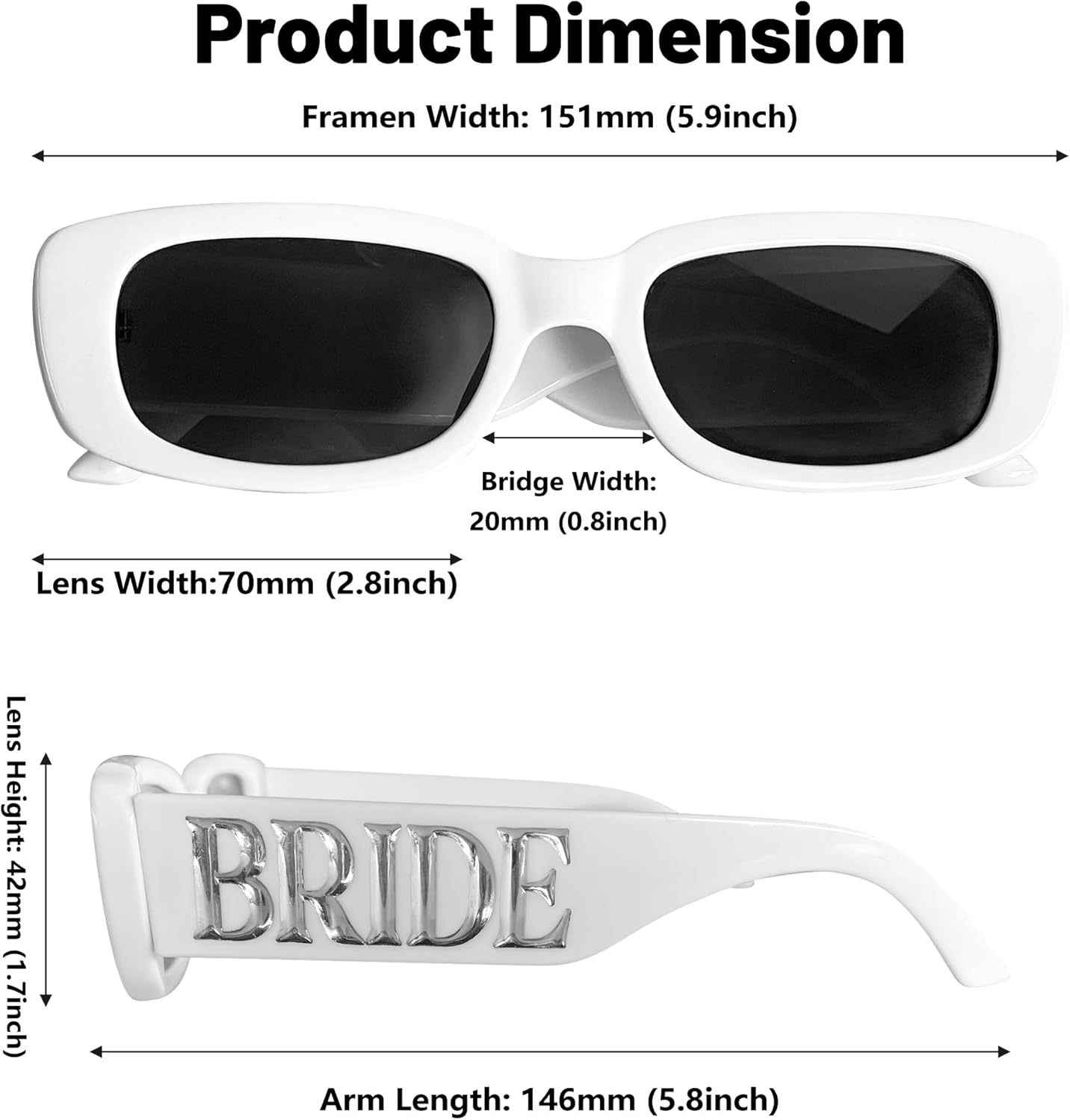 LADY&HOME Bride Sunglasses,Bachelorette Party Decoration,Bridesmaid Favor Bridal Shower Accessory,Bride To Be Gift