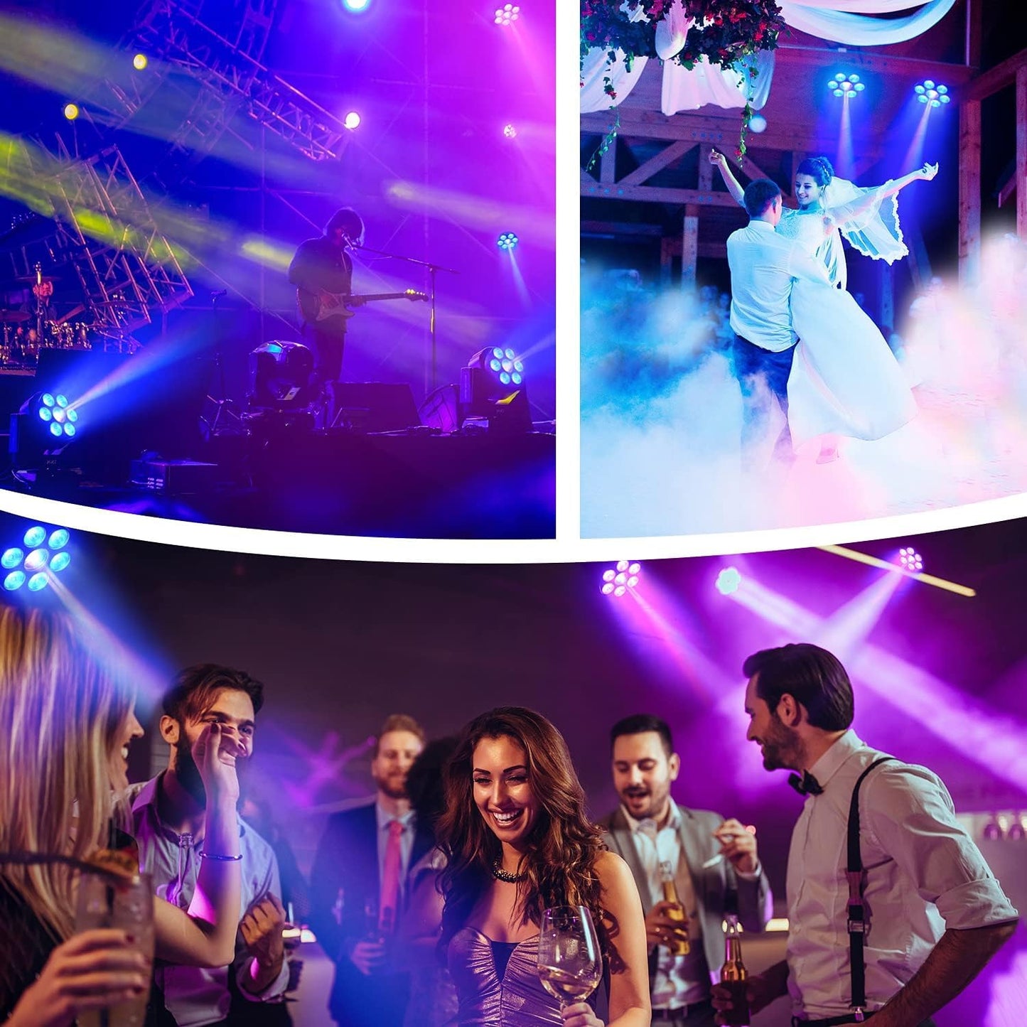 BETOPPER Moving Head RGBW, DJ Lights, Sound Activated/DMX Lighting, Moving Head Lights for Stage, Party, Live, DJ, Bar, Disco Lighting (7x8W 4 Packs)