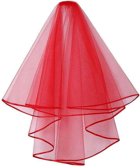 Women's Short Wedding Veils with Comb 3 Tier Halloween Tulle Bridal Veil