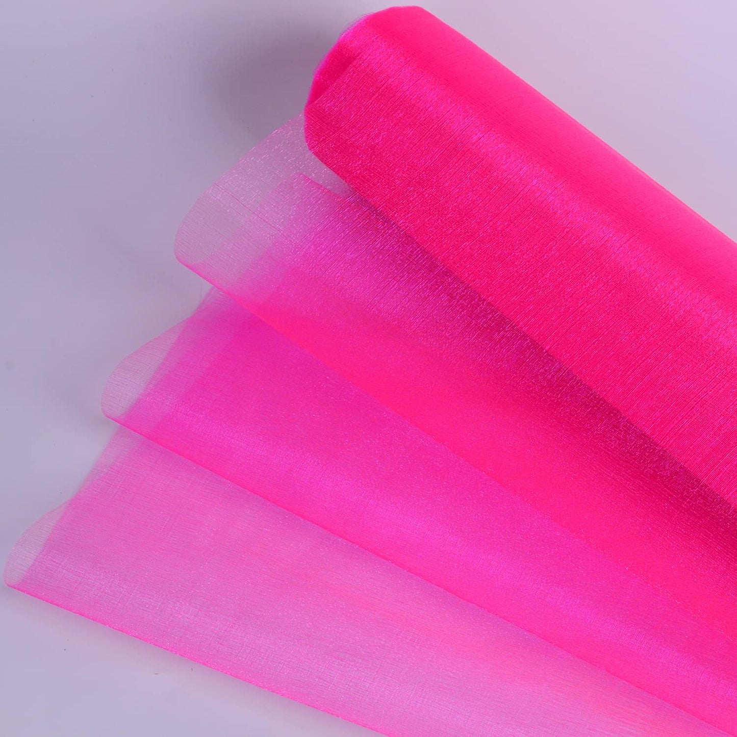 Crystal Organza Fabric Tulle - 16" by 50 Yards Sheer Fabric for Wedding Party Decoration Bridal Shower Tutu Roll Netting Spool Ribbon Wrapping (Dark Pink)