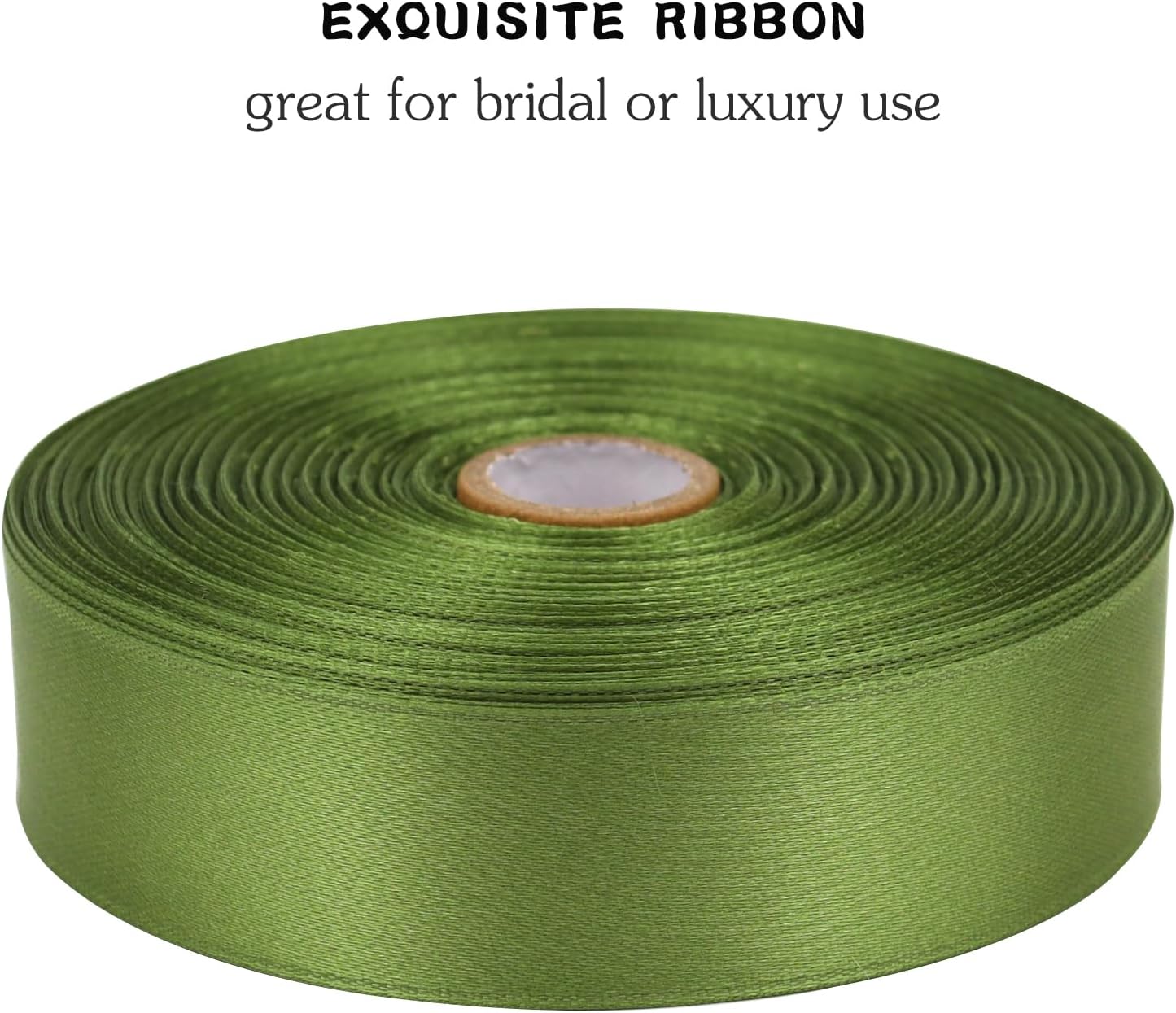 Olive Green Solid Satin Ribbon 1 Inch 50 Yards Solid Polyester Fabric Ribbon for Gift Wrapping Wedding Christmas Baby Shower Birthday Party Decoration Handmade Immortal Flower Craft