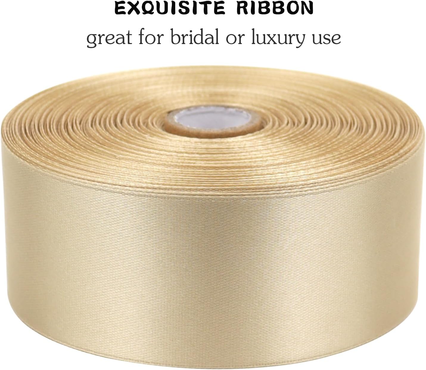 Champagne Solid Satin Ribbon 1-1/2 Inch 50 Yards Solid Polyester Fabric Ribbon for Gift Wrapping Wedding Christmas Baby Shower Birthday Party Decoration Handmade Immortal Flower Craft