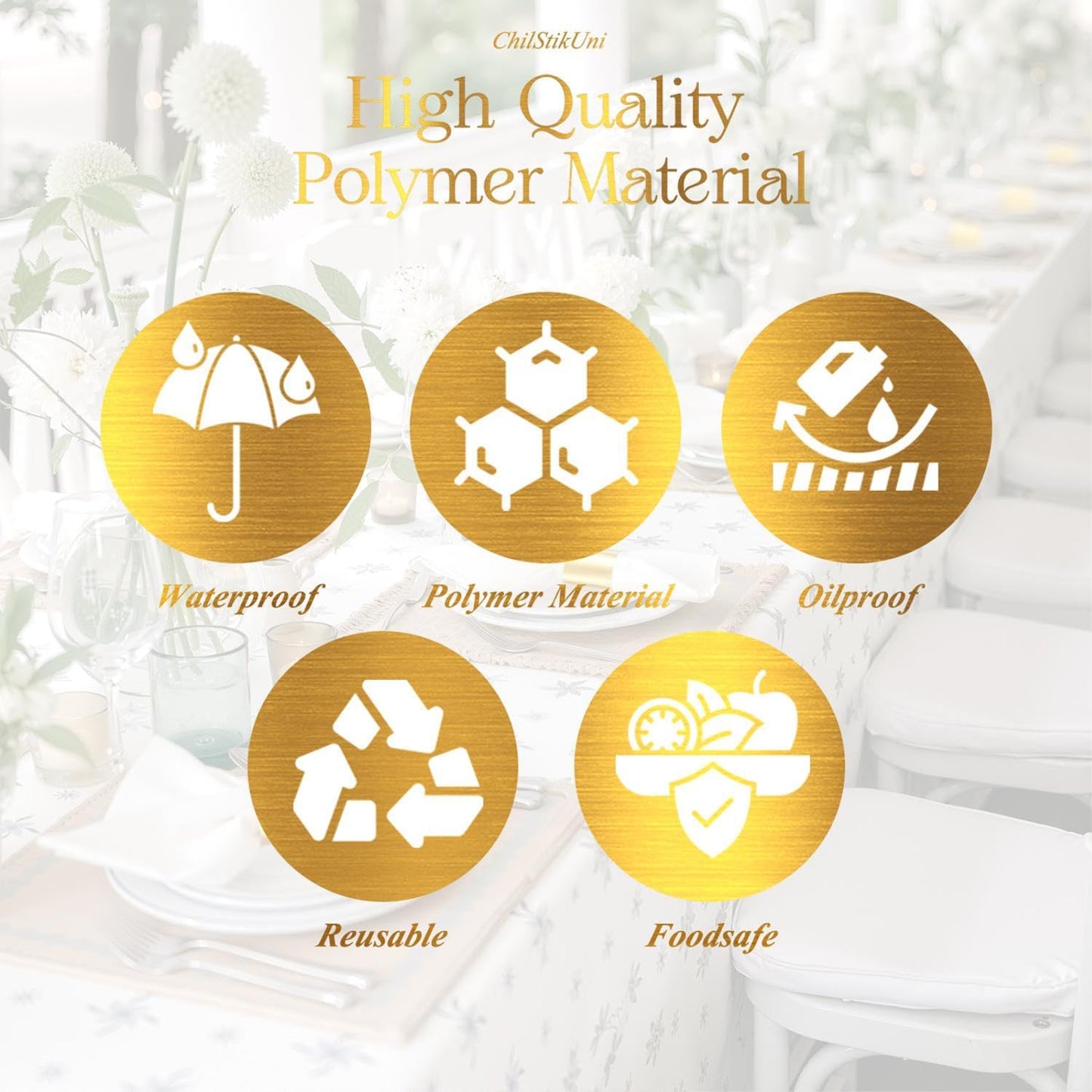 Polymer Material Reusable Napkin Band, Glue-Free Tear-Proof Water Resistant Oil-Proof Napkin Bands Set of 50(Front Brushed Gold Color and Back Silver), 6 Adjustable Sizes Napkin Rings