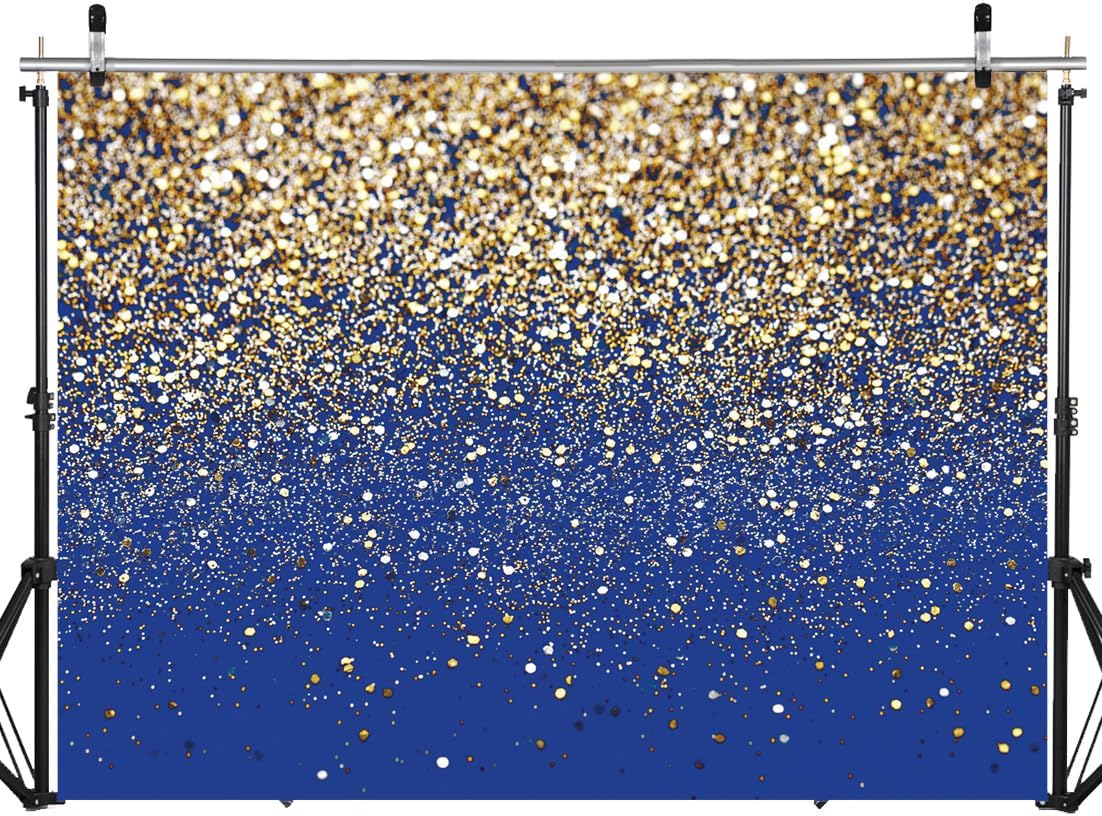 SJOLOON Blue Glitter Backdrop Royal Photo Backdrop for Birthday Party Decoration Graduation Studio Props 12558 (10x8FT)