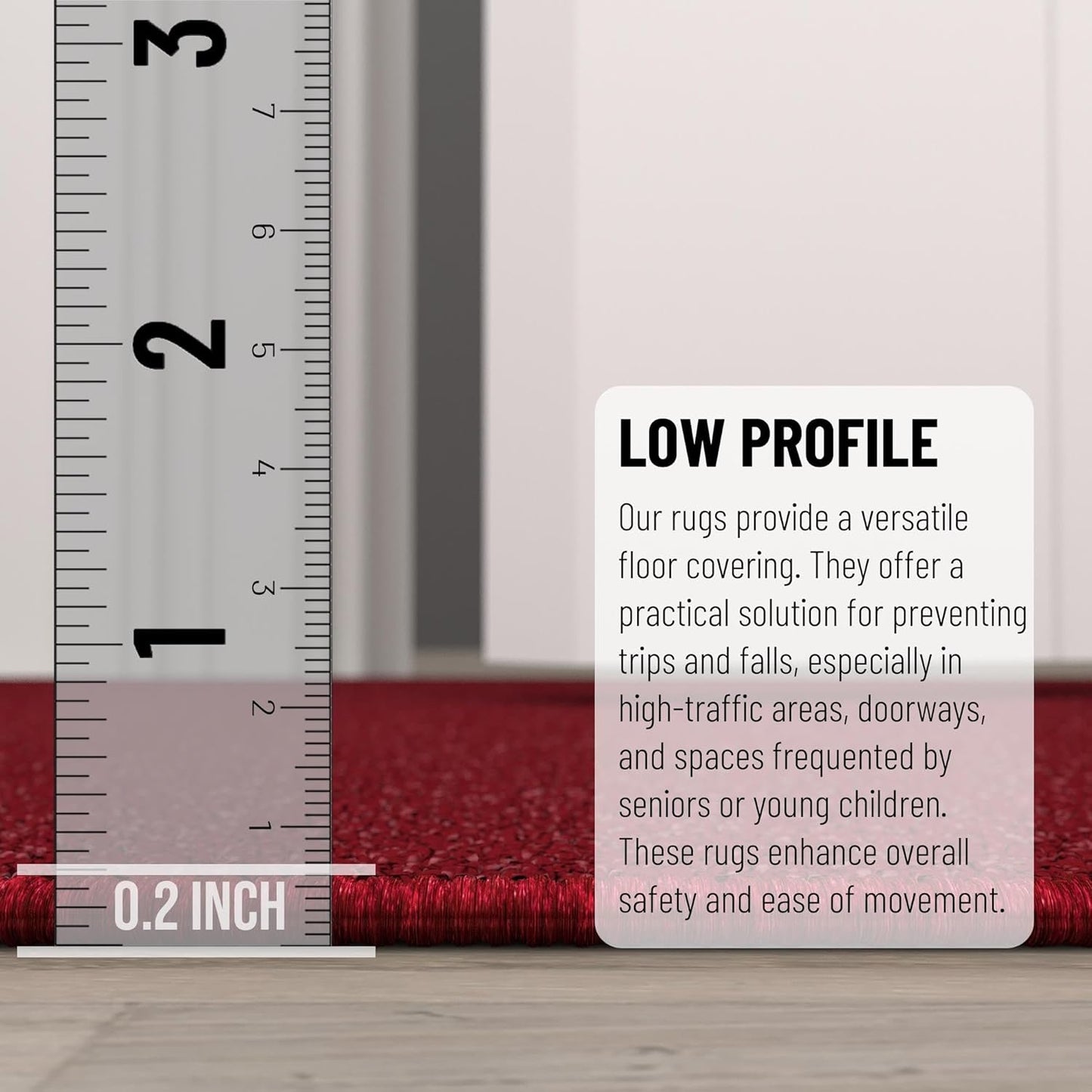 Sweet Home Stores SH Non-Slip Solid Rubberback Indoor Runner Rug for Kitchen, Hallways, Bathroom, Entrance, Bedroom, 2'7" x 12', Red