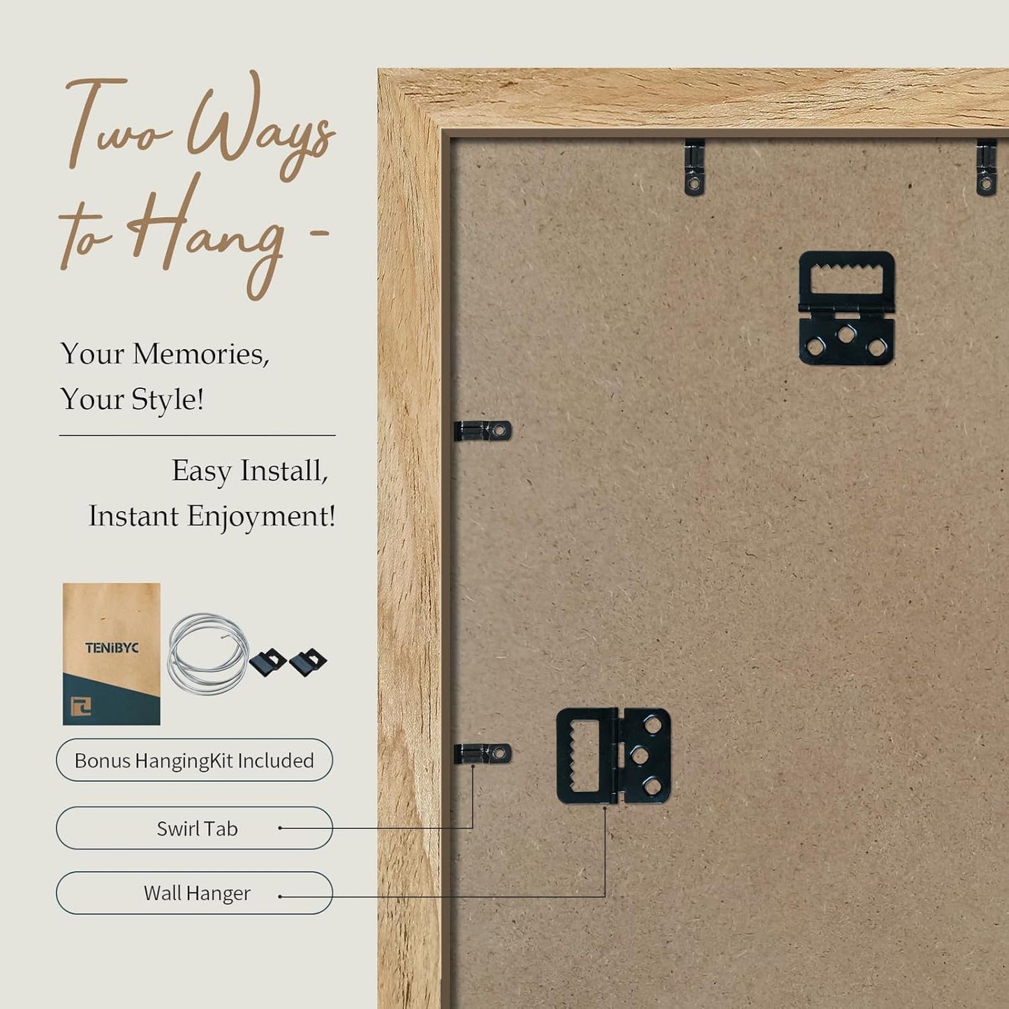 14x24 Poster Frame Set - 4 Pack, Natural Solid Wood, Elegant Wood Grain Picture Frame, Wall Gallery Frame