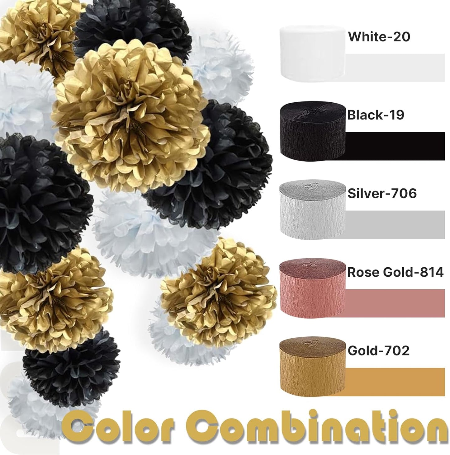 PartyWoo Gold Crepe Paper Streamers 4pcs 328ft Pack of Gold Crepe Paper for Wedding Birthday Baby Shower Engagement Anniversary New Year Eve Graduation Party Decorations(1.8 Inchx82 Ft/Roll)