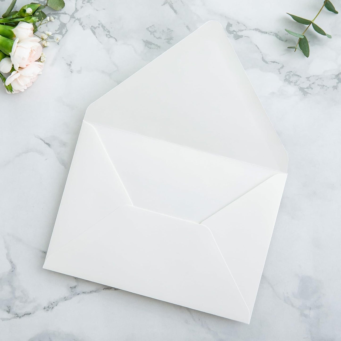 PONATIA 50PCS A7 Euro Flap Envelopes, 5.25 x 7.25'' Ivory Envelopes for Weddings Invitations, Photos, Postcards, Greeting Cards, Christmas Gift Cards, Acrylic Mailing (No Liner)