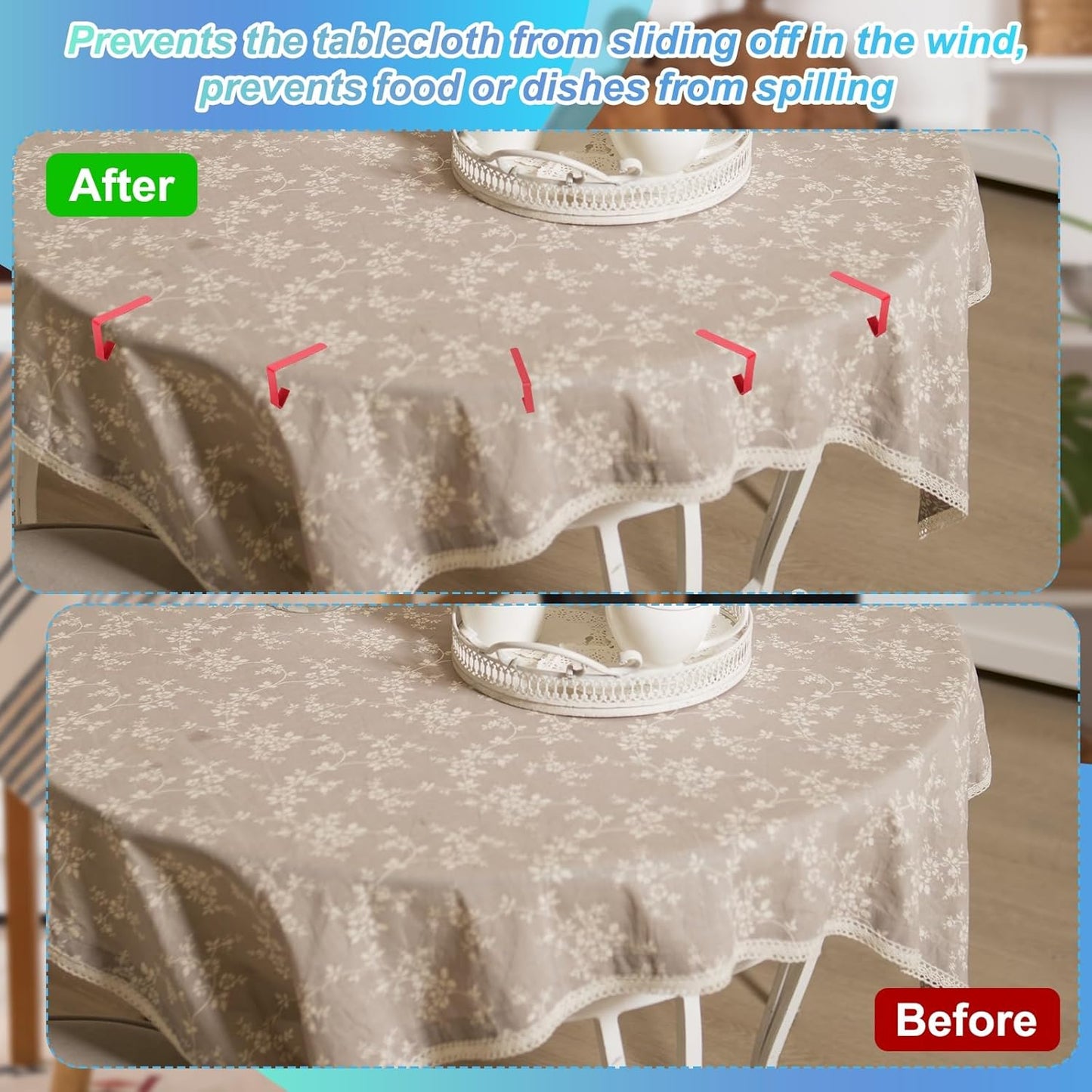 uxcell 4 Pack Tablecloth Clips, Stainless Steel Table Cloth Cover Clamps, 2.56" x 2.68" Windproof Holder Clips for Home Party Picnic Wedding Camping Dining Tables, White