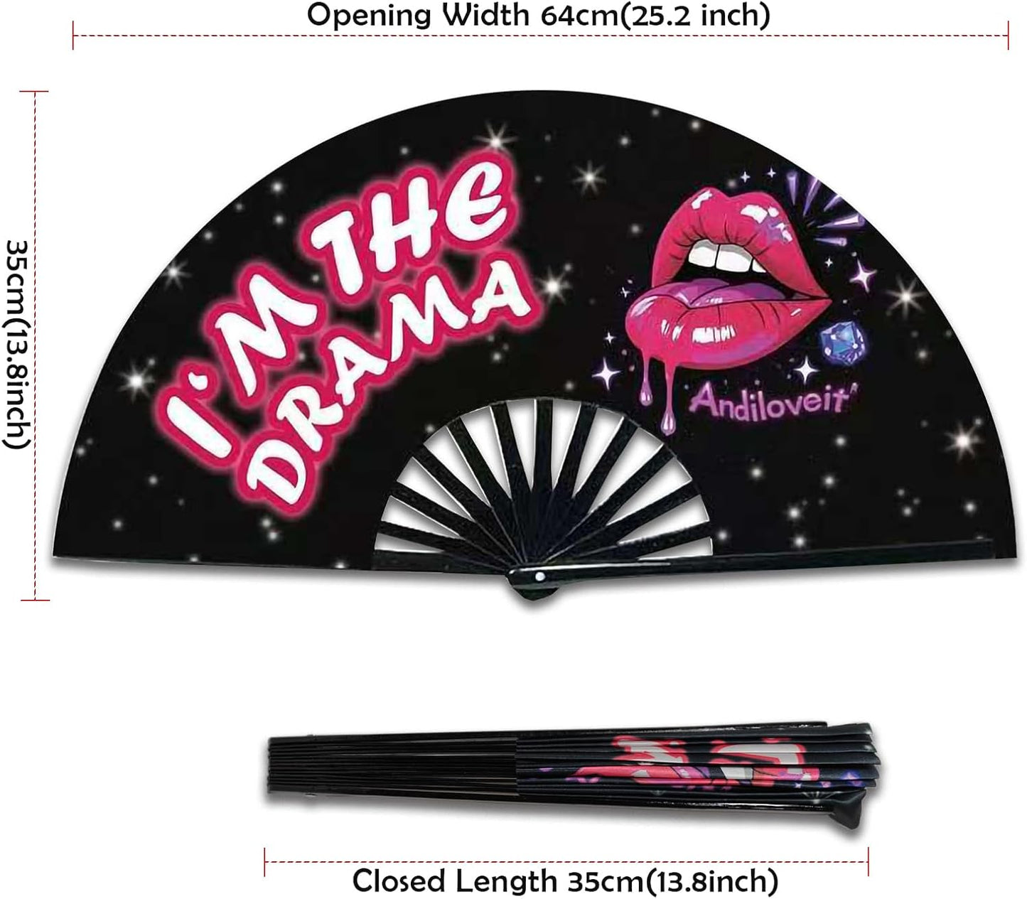 Boots on The Ground Fan, Large Folding Hand Fan for Women and Men, Popping Fans for Line Dancing for Raves, EDM, Dance Party, and Home Decoration