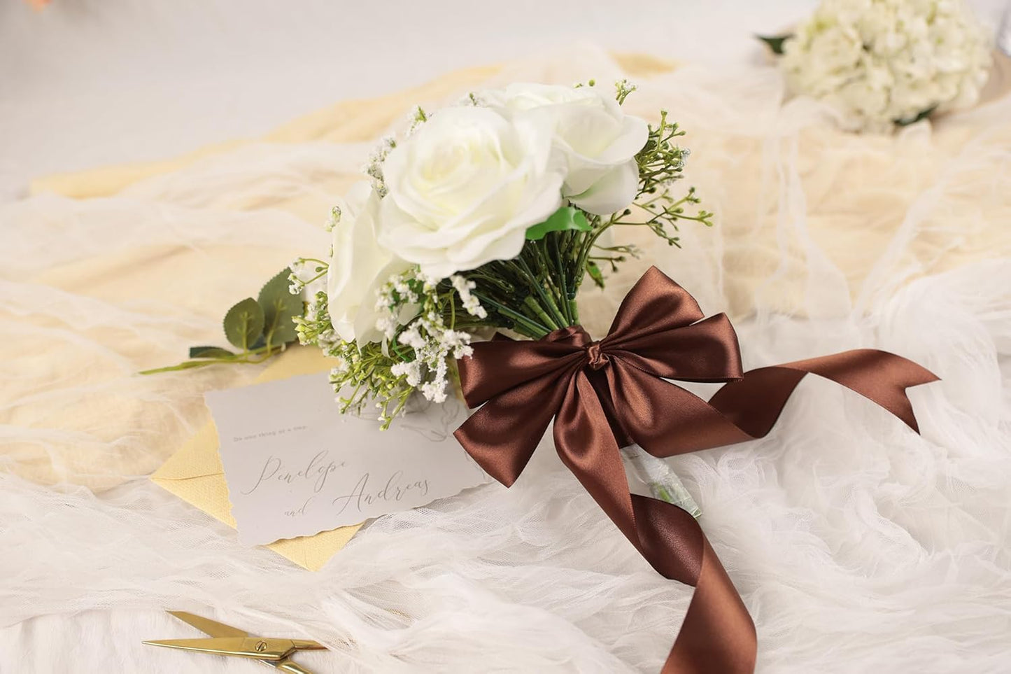 Dark Brown Satin Ribbon 1-1/2 inch X Continuous 25 Yards, Single Face Polyester Ribbon Perfect for Gift Wrapping, Flower Bouquet, Wedding Decor, Crafts, Bow Making, Sewing and More