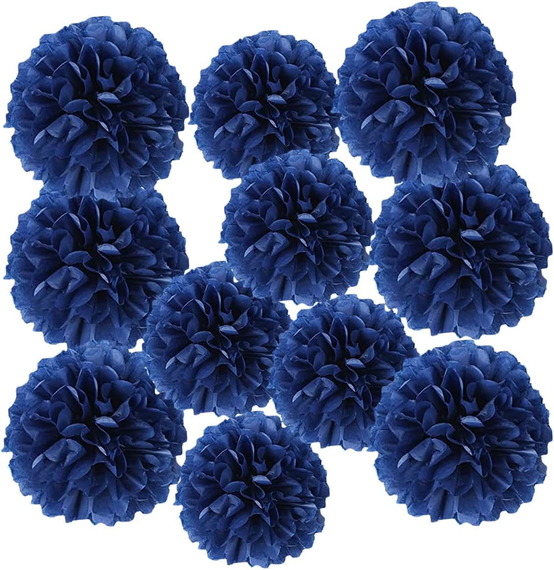 12pcs Royal Blue Pom Poms - 10in 12in Tissue Paper Flower Balls for Wedding Party Decorations - DIY Art Craft Blooms for Birthday Baby Shower Nursery Decor