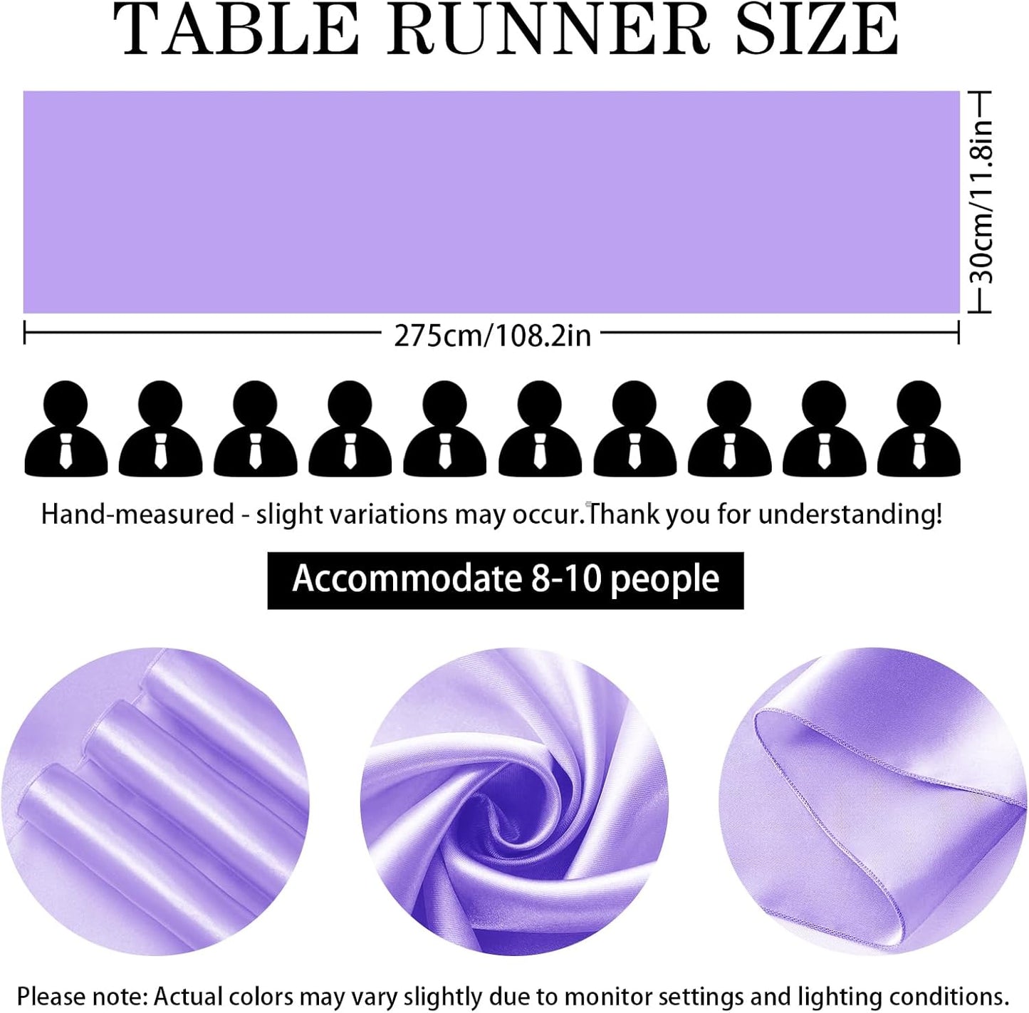 SHEJIZE 20 Pack Lavender Satin Table Runner 12x108 Inches Long, Bright Silky Smooth Satin Table Runner Table Decor for Wedding Banquet Christmas Prom Event Birthday Party