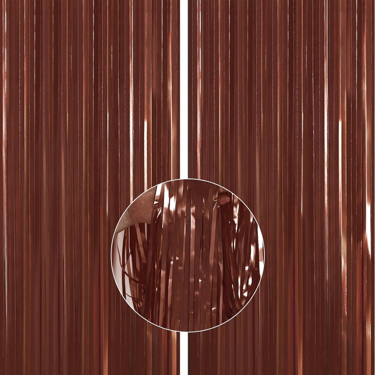 PartyWoo Foil Curtain 2 pcs, 3.3x6.6 ft Metallic Brown Tinsel, Foil Fringe Curtains, Birthday Decorations, Party, Wedding Backdrop