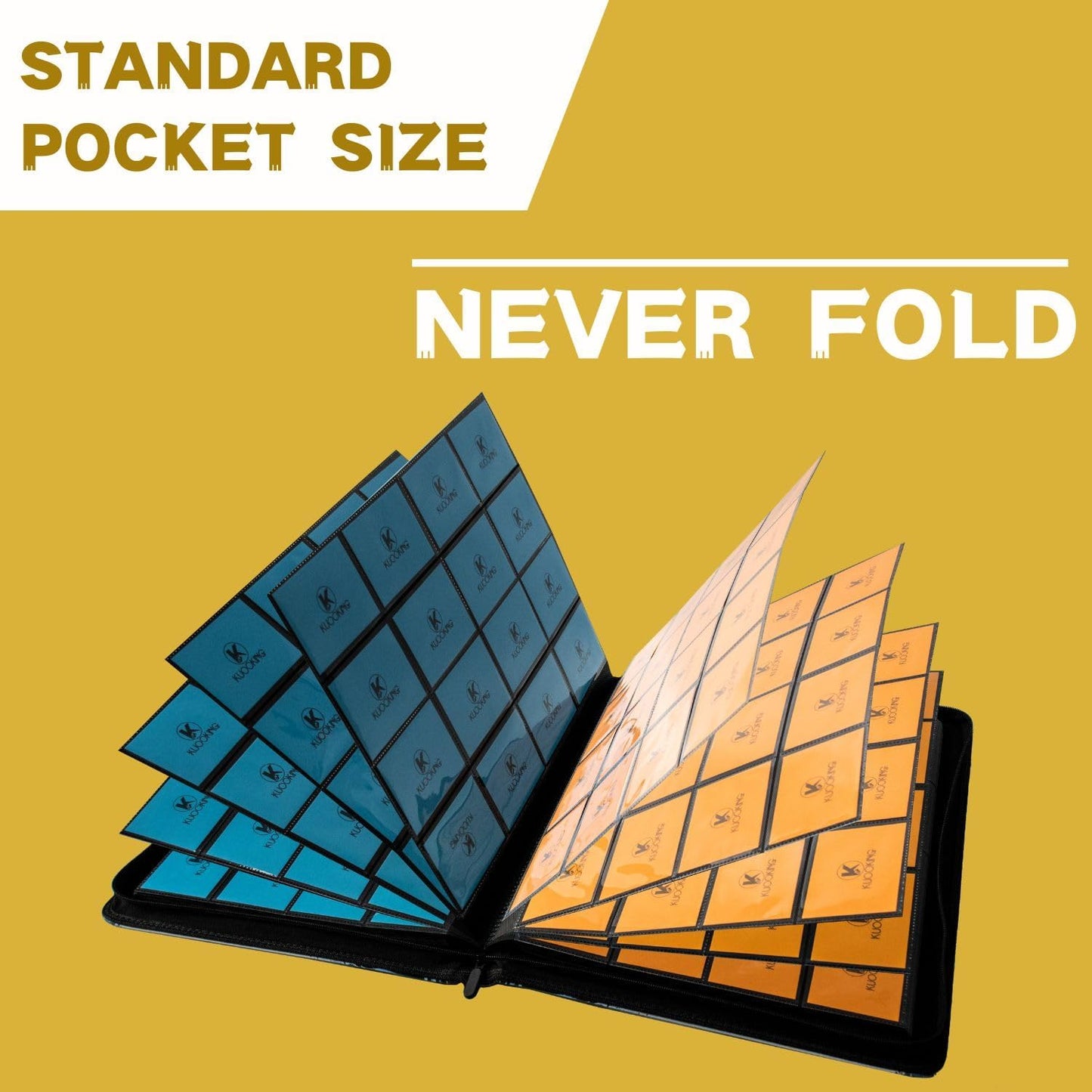 1000+ Pockets Trading Card Binder, 16-Pocket Card Ablum Compatible with MTG,Sports Cards & Other Standard Size Trading Cards (Yellow)