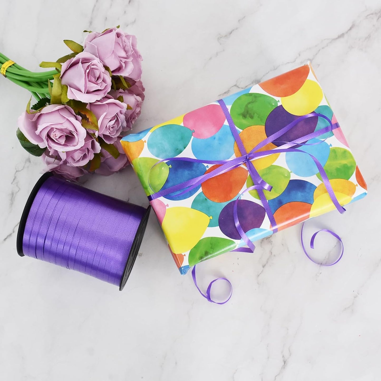 TONIFUL 500 Yards Curling Ribbon-Balloon Ribbon-Balloon String for Art&Craft Decor,Gift Wrapping,Ribbons and Bows for Christmas New Year Birthday Gifts Graduation Supplies (Deep Purple)