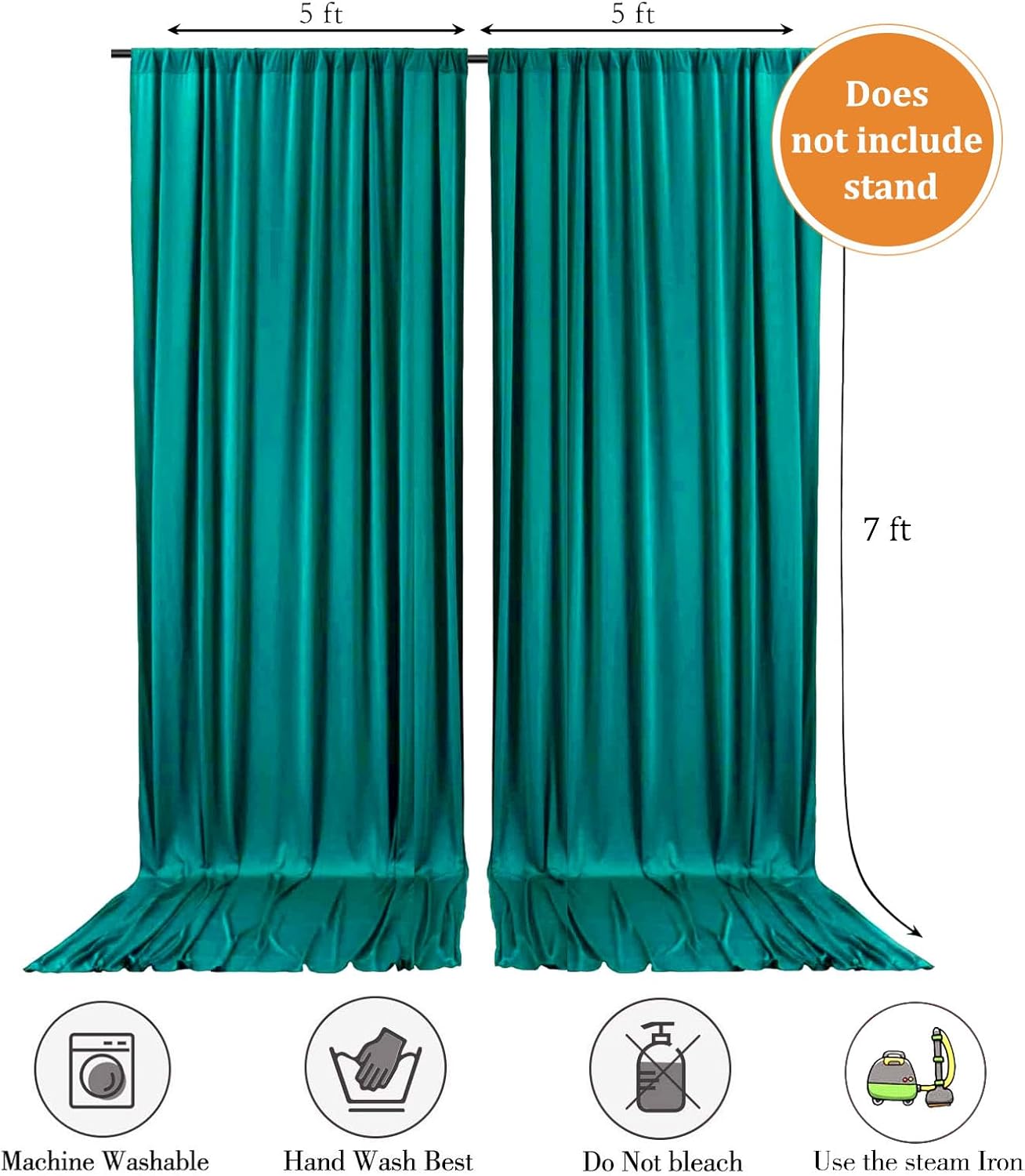 10 x 7 Feet Lake Green Backdrop Curtain for Partie, Background Curtains for Photoshoot, Birthday, Wedding, Halloween, Thanksgiving, Christmas, New Year Party Decorations 5Ft x 7Ft, 2 Panels