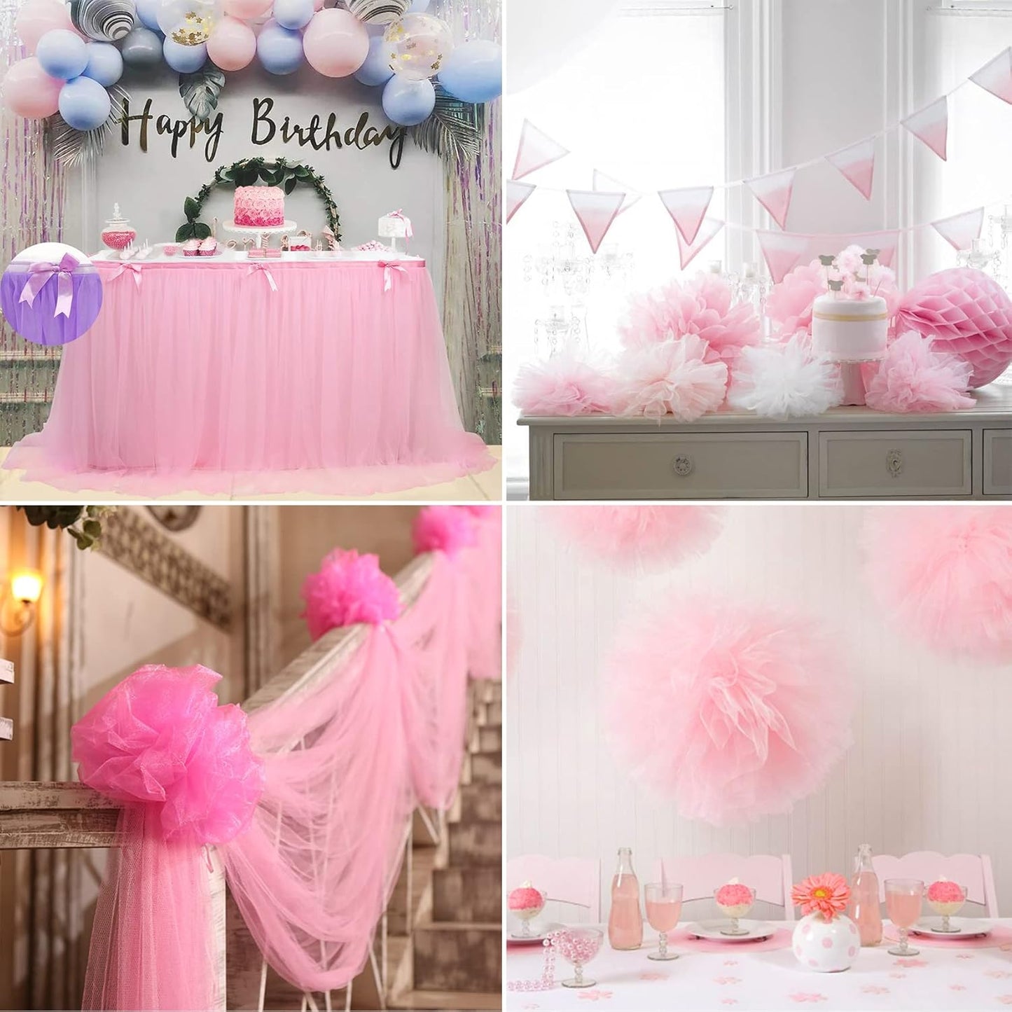 Pink Tulle Fabric Rolls 54 Inch by 40 Yards Tulle Bolt Spool for Wedding Decorations DIY Tutu Baby Shower Table Skirt Ceiling Decor Birthday Party Craft Supplies