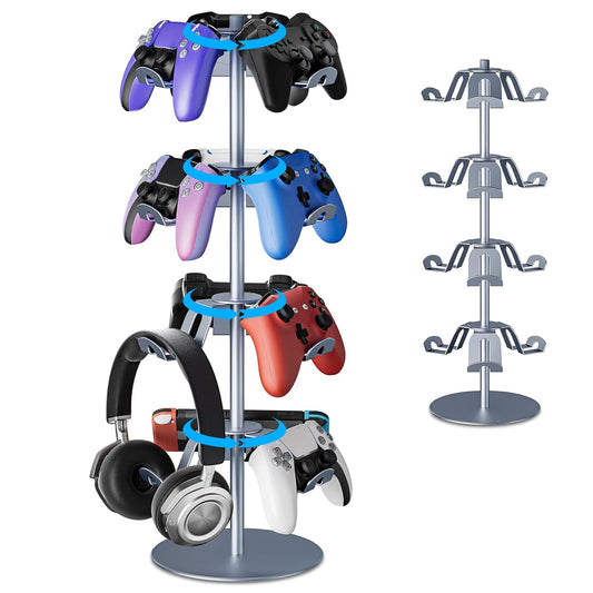 Gaming Controller Holder Aluminum Alloy 4 Layers,360-degree rotatable Headphone Stand,Gaming Controller Stand for Xbox PS5 PS4 Switch,Gaming Controller Headset Holder for Gaming Accessories