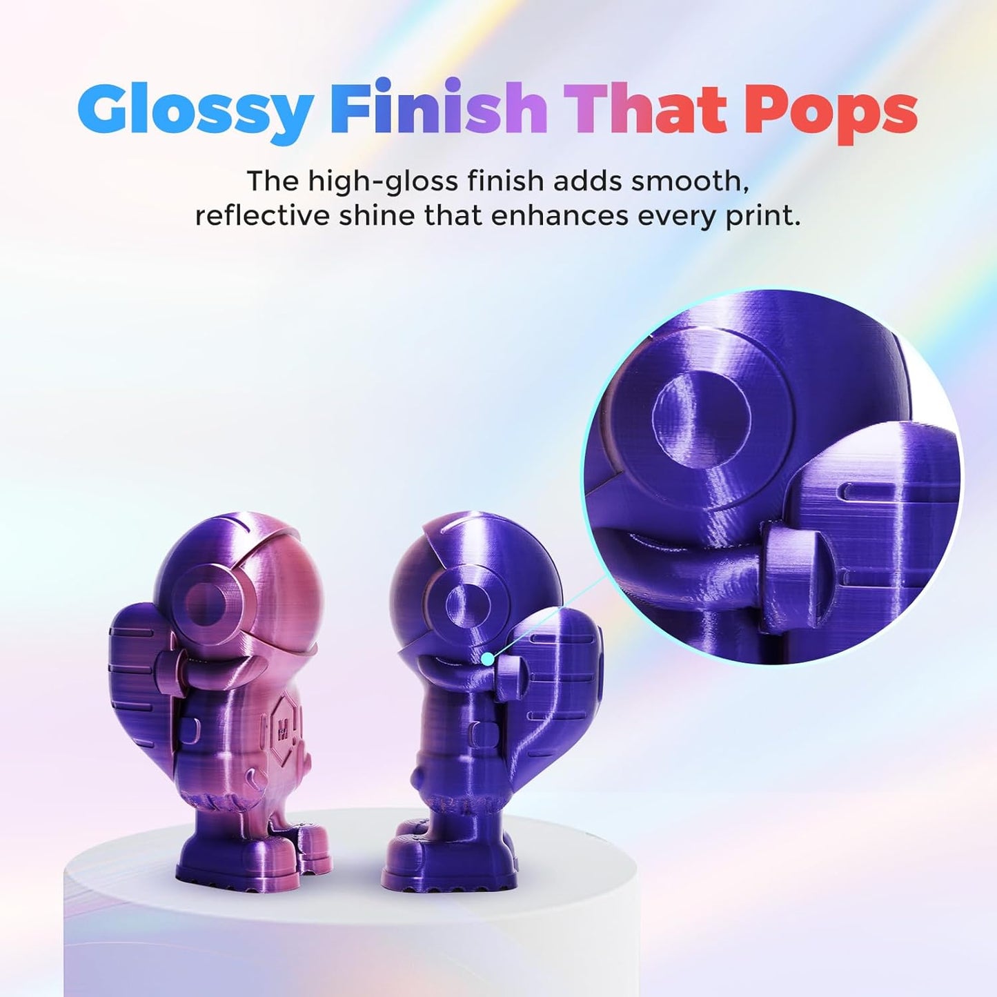 FLASHFORGE Silk Dual Color Filament, Blue and Rose 2 in 1 Coextrusion Silk PLA Filament 1.75mm, 3D Printer Filament Color Change 1kg(2.2lbs) Spool, Dimensional Accuracy +/- 0.02mm