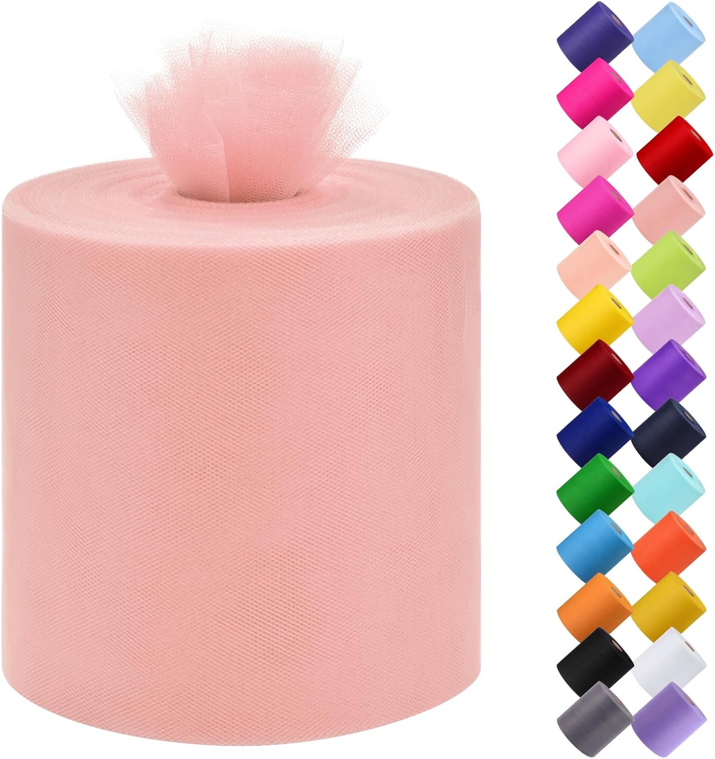 Tulle Fabric Roll, 6” by 200 Yards (600FT) Tulle Organza Fabric Spool for DIY Tutu Skirt Baby Shower Decor Wedding Backdrop Crafts Birthday Party Supplies(Rose Gold)