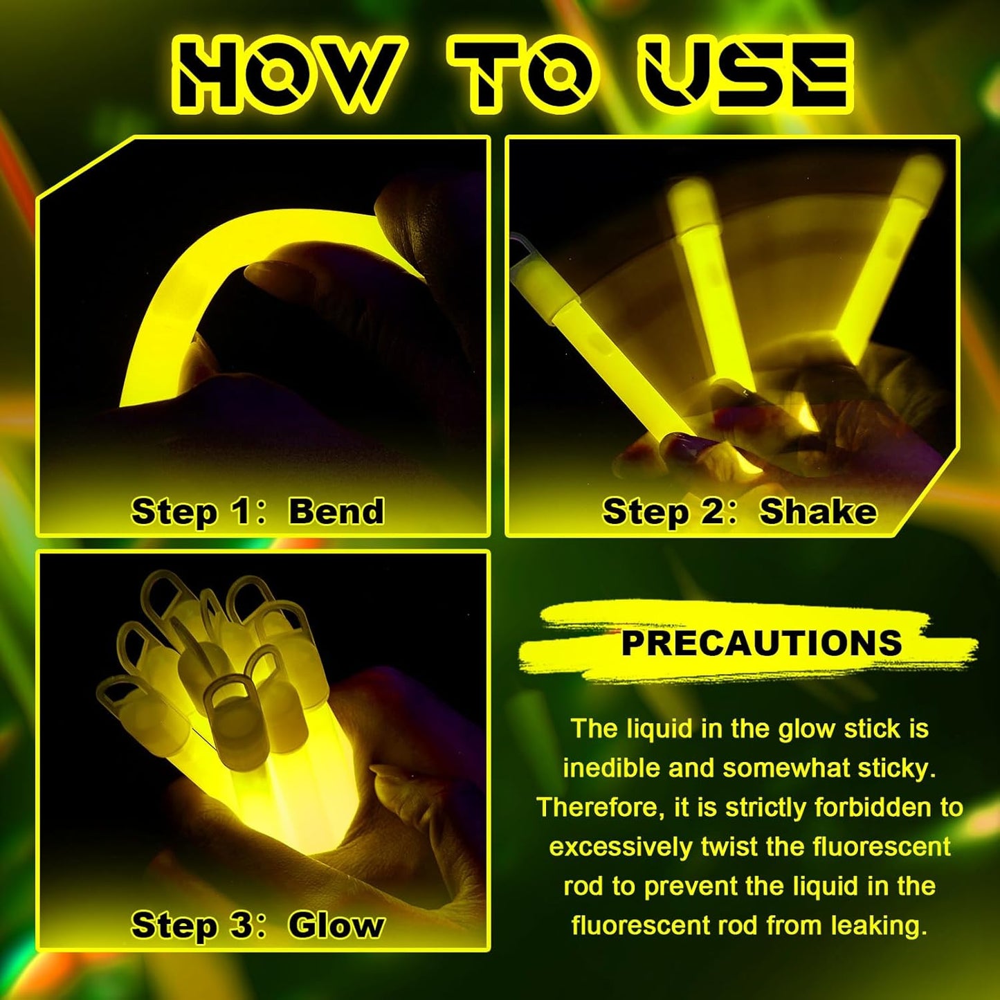 Lewtemi 4" or 6" 100 Pack Bright Glow Sticks Bulk, Glow in The Dark Party Supplies Birthday and Holidays Party Favors