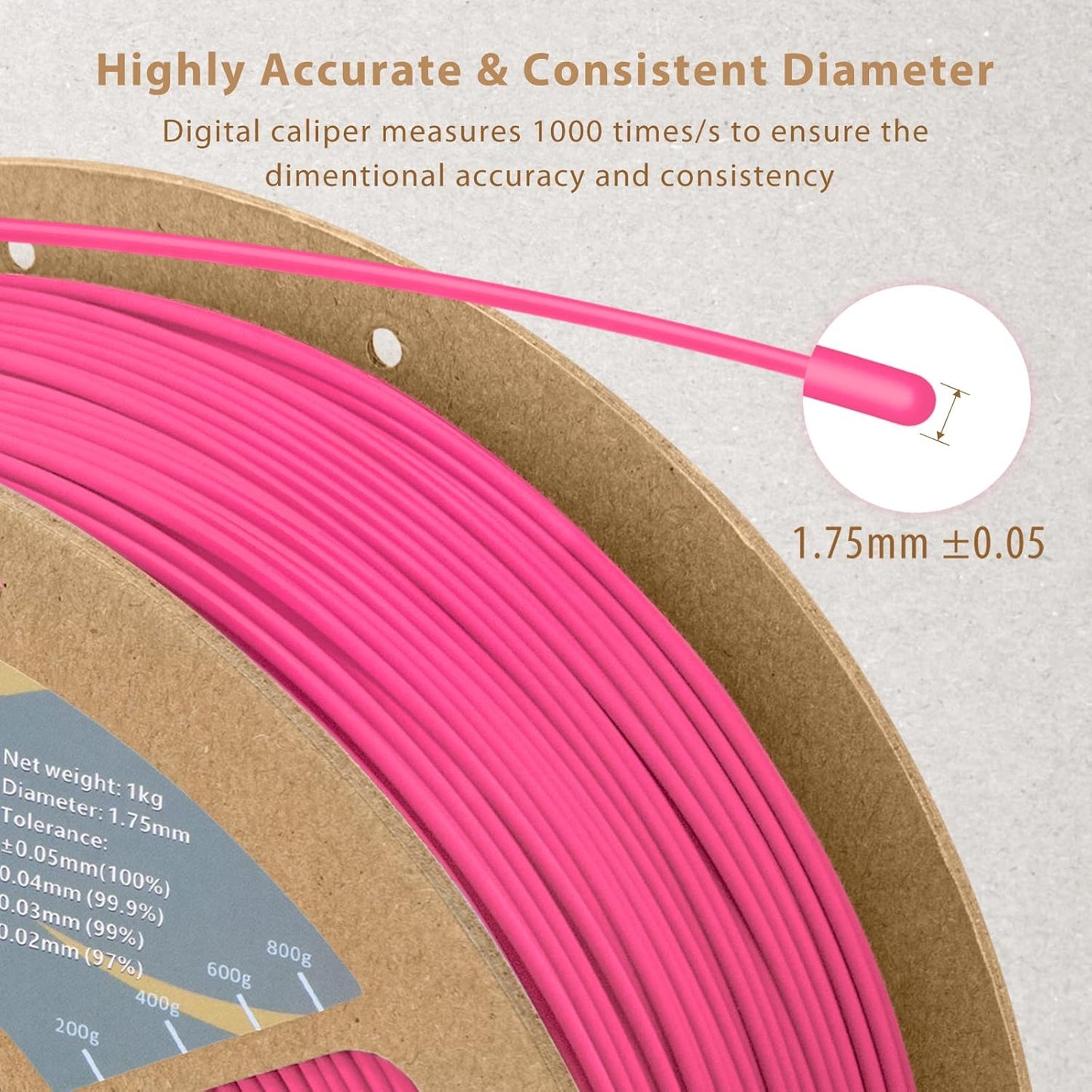 DURAMIC 3D PLA+ Filament 1.75mm 1Kg Magenta, PLA Plus Filament 1Kg Spool(2.2lbs) Tougher and Stronger, Dimensional Accuracy Probability +/- 0.02mm