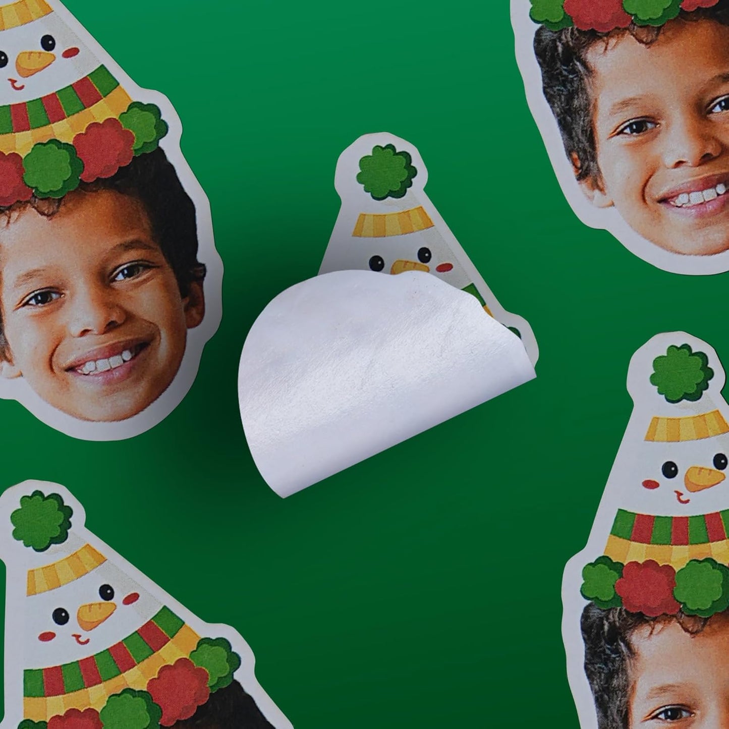 CALLIE Personalized Christmas Stickers with Custom Name, Waterproof Custom Christmas Name Tags Stickers, Peel and Stick Christmas Gift Tags (Santa Hat Face Photo)