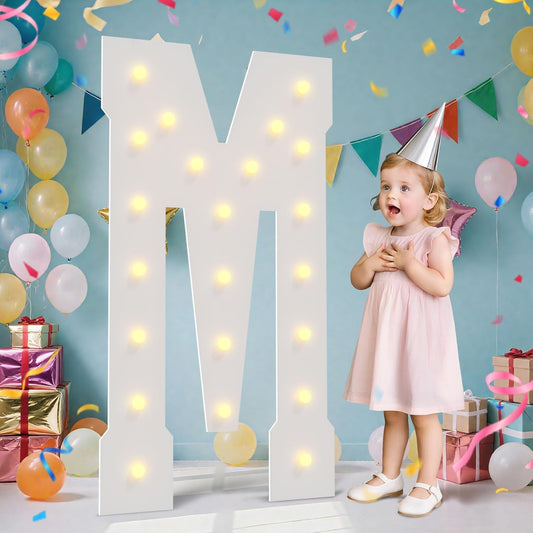 4FT Marquee Light Up Letters,Large Light up Letters, Marquee Letters 4 Feet Tall for Birthday Party Decoration Wedding Event Marry Me Baby Shower Bridal Shower Letter M