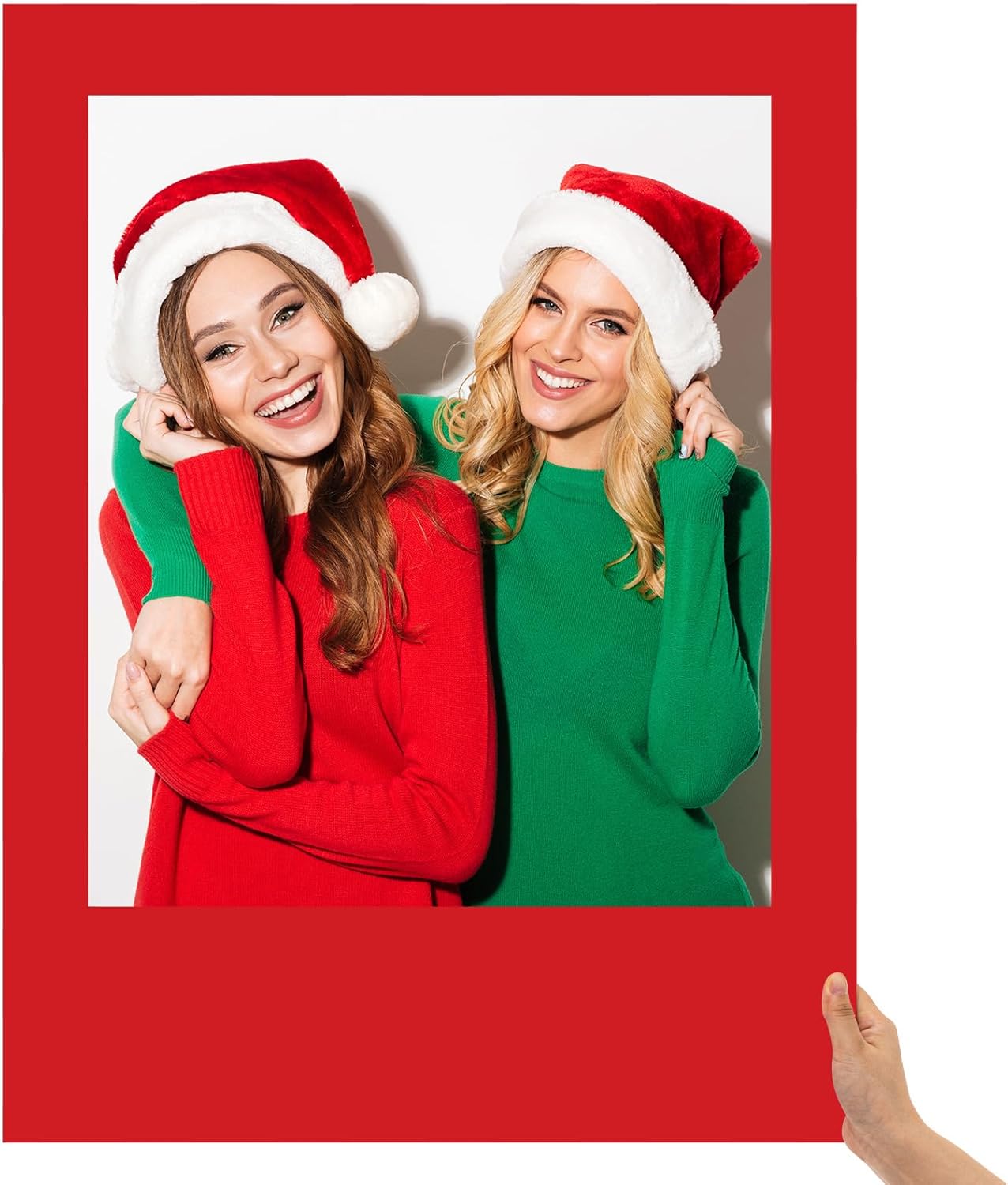 32 x 24 Inch Large Blank DIY Photo Booth Props Picture Frame Party Frame DIY Photo Booth Props Selfie for Halloween Christmas Birthday, Holiday Party (Red,Christmas)