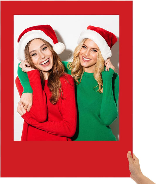 32 x 24 Inch Large Blank DIY Photo Booth Props Picture Frame Party Frame DIY Photo Booth Props Selfie for Halloween Christmas Birthday, Holiday Party (Red,Christmas)