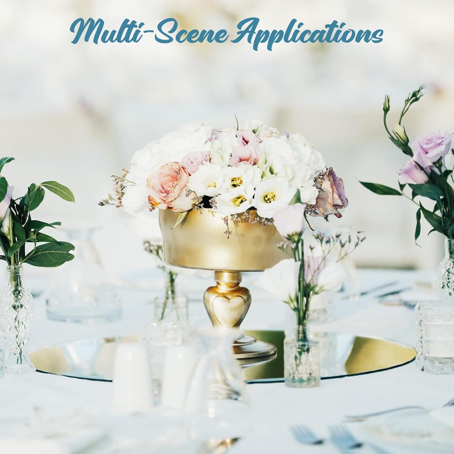 JAMBALAY Round Mirror Centerpieces for Tables, Set of 12 10" Glass Mirror Table Centerpieces, Circle Glass Mirror Trays, Mirror Candle Plates for Wedding Decorations and Party